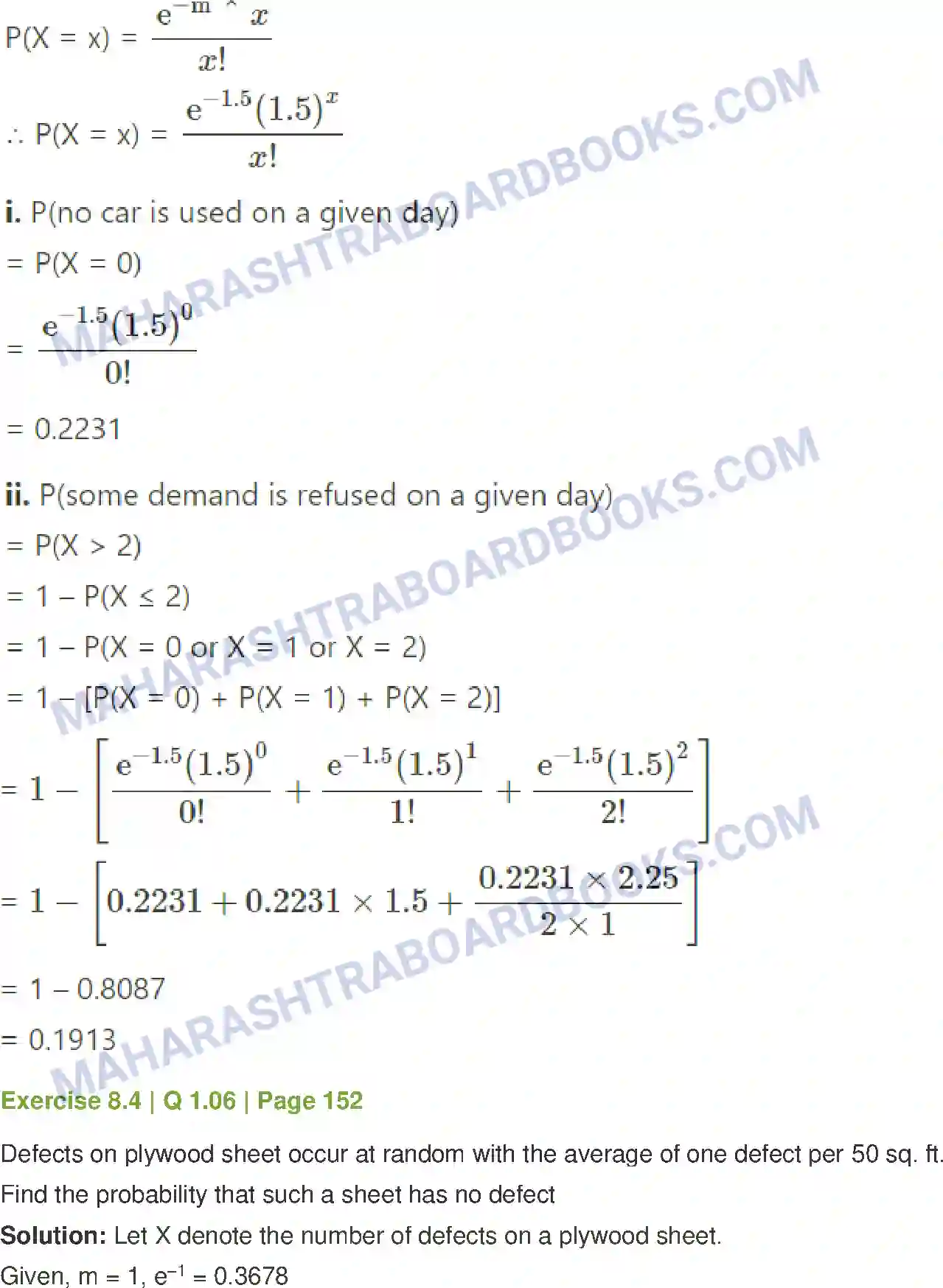 Maharashtra Board Solution Class-12 Mathematics+&+Statistics-2+(Commerce) Probability Distributions Image 67