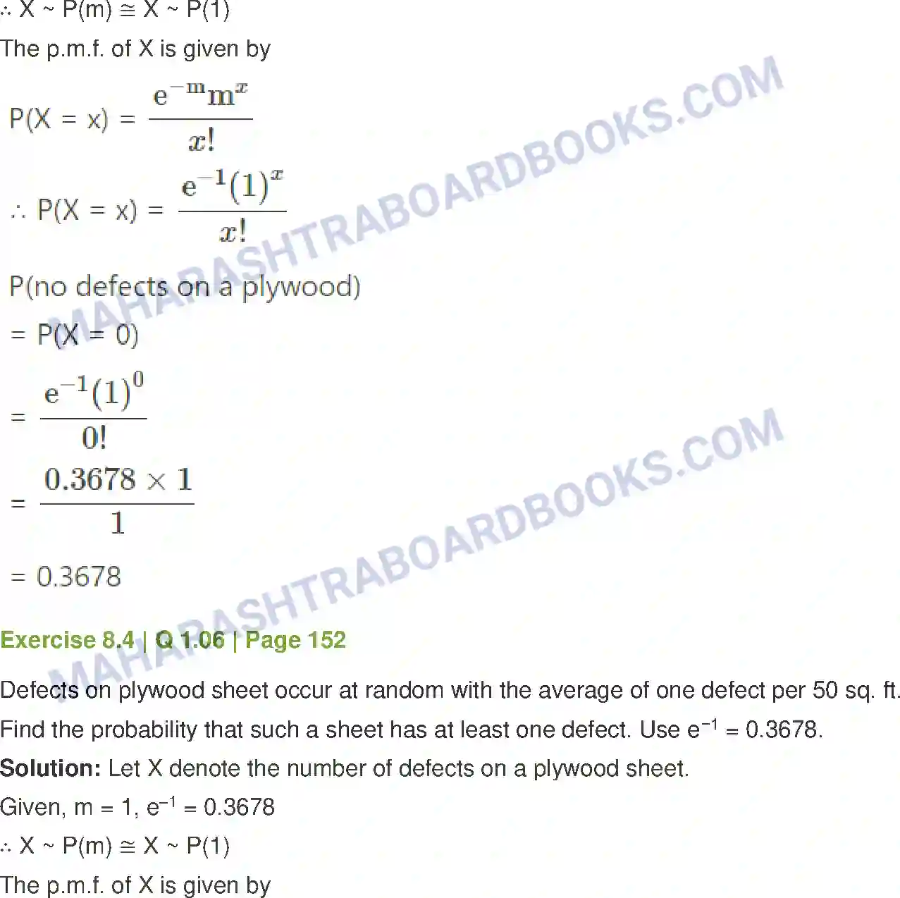 Maharashtra Board Solution Class-12 Mathematics+&+Statistics-2+(Commerce) Probability Distributions Image 68