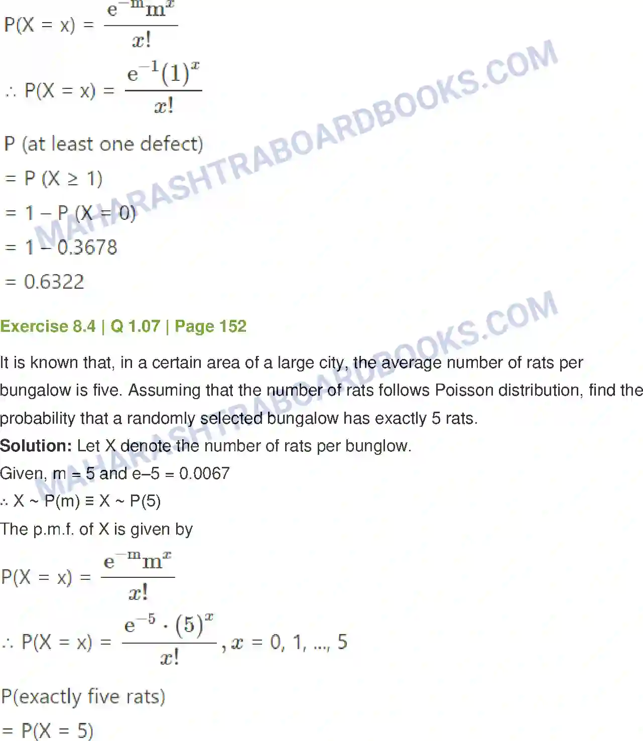 Maharashtra Board Solution Class-12 Mathematics+&+Statistics-2+(Commerce) Probability Distributions Image 69