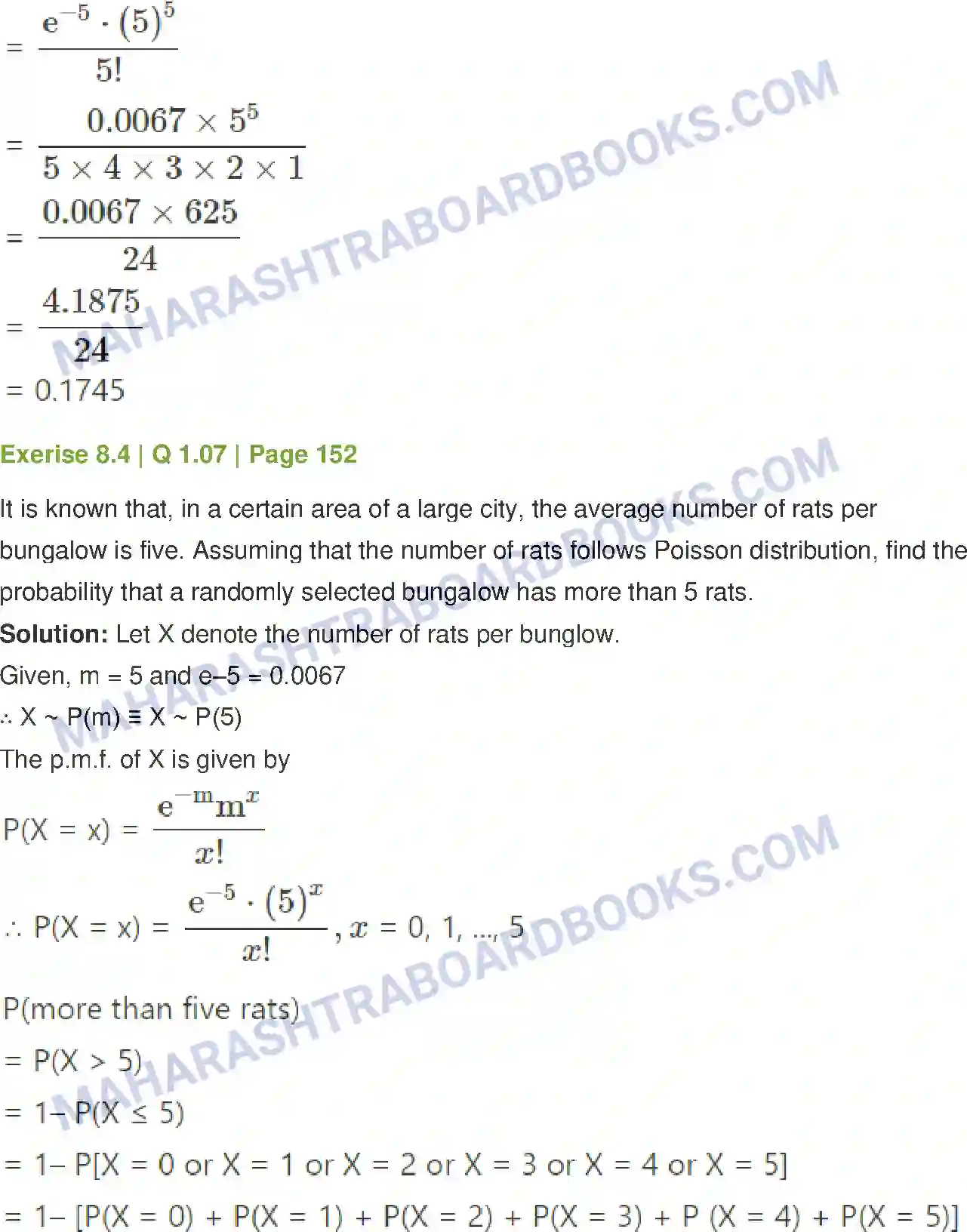 Maharashtra Board Solution Class-12 Mathematics+&+Statistics-2+(Commerce) Probability Distributions Image 70