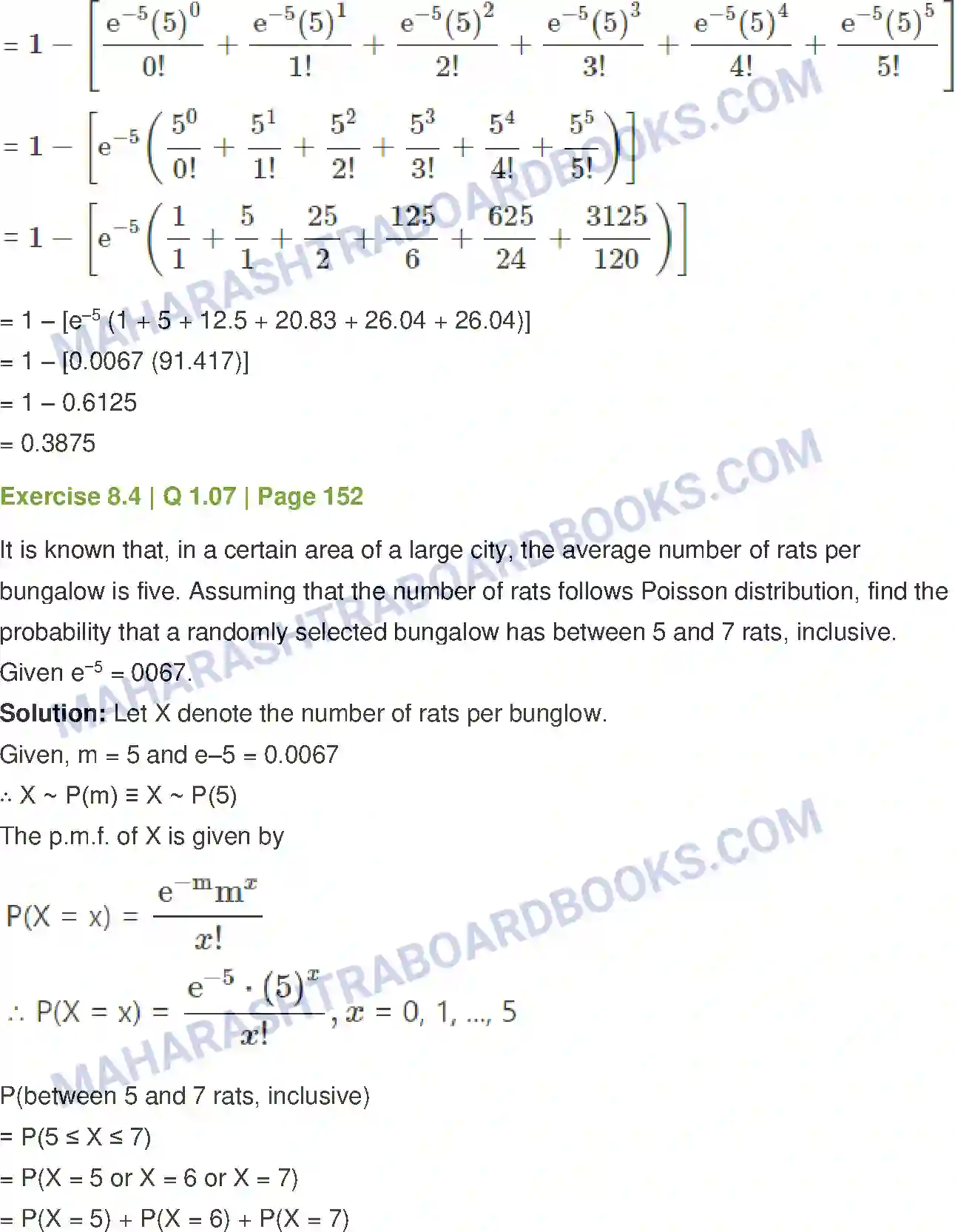 Maharashtra Board Solution Class-12 Mathematics+&+Statistics-2+(Commerce) Probability Distributions Image 71