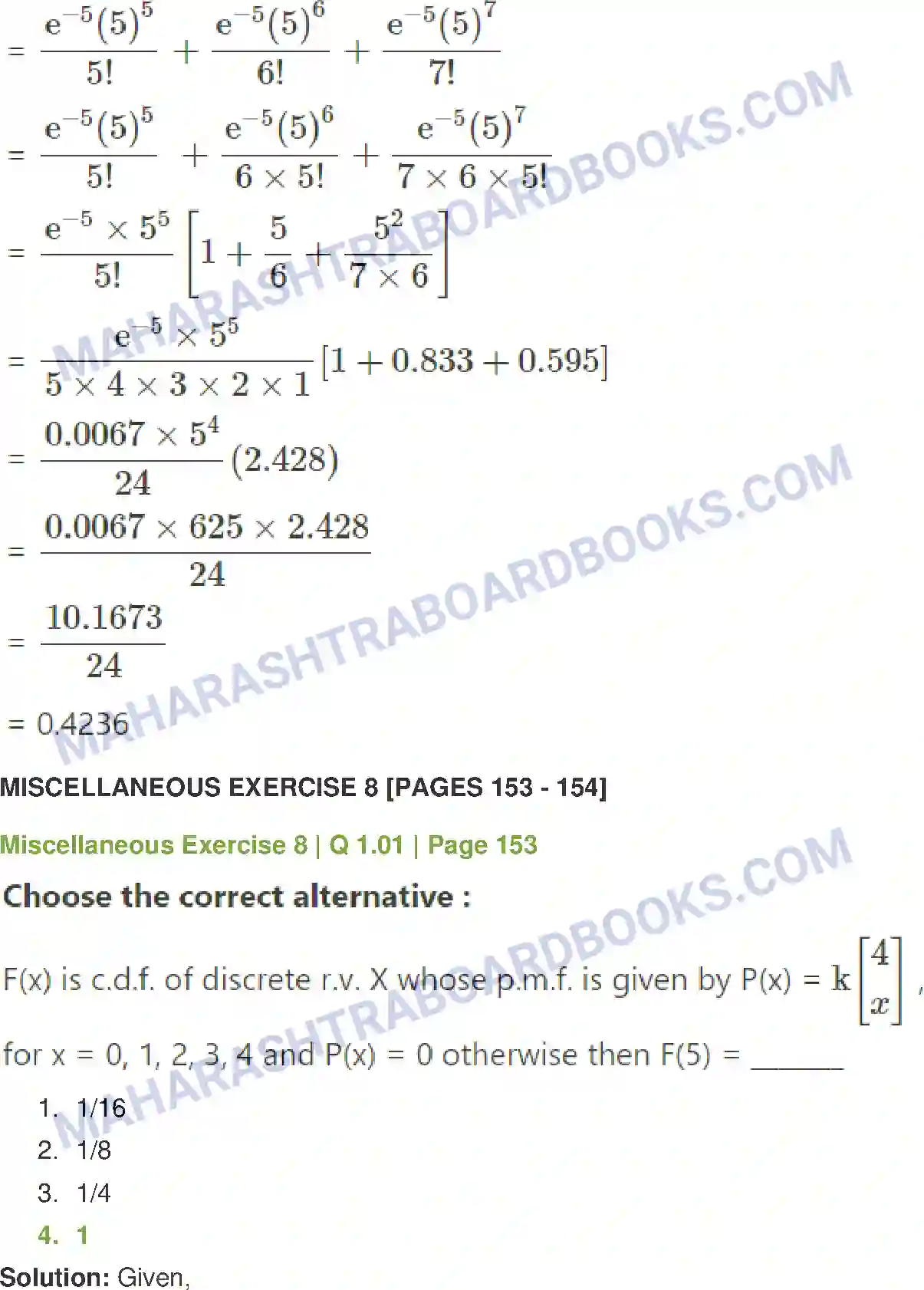 Maharashtra Board Solution Class-12 Mathematics+&+Statistics-2+(Commerce) Probability Distributions Image 72