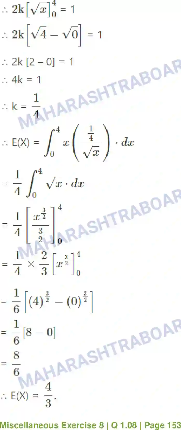 Maharashtra Board Solution Class-12 Mathematics+&+Statistics-2+(Commerce) Probability Distributions Image 78