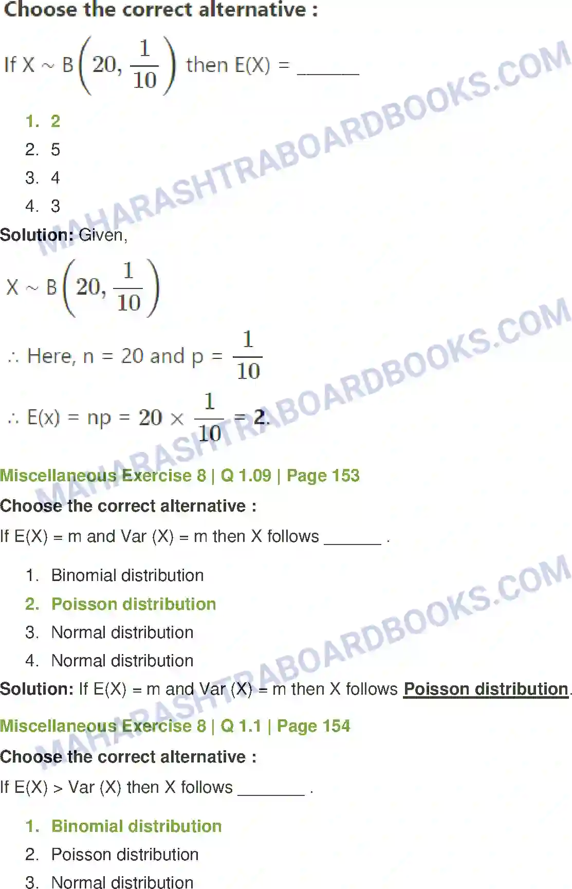 Maharashtra Board Solution Class-12 Mathematics+&+Statistics-2+(Commerce) Probability Distributions Image 79