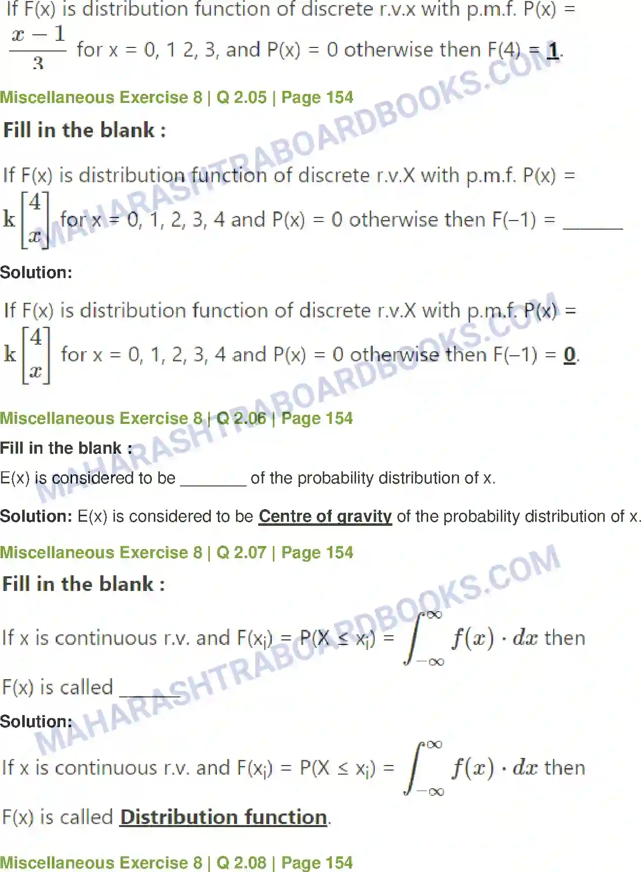 Maharashtra Board Solution Class-12 Mathematics+&+Statistics-2+(Commerce) Probability Distributions Image 81