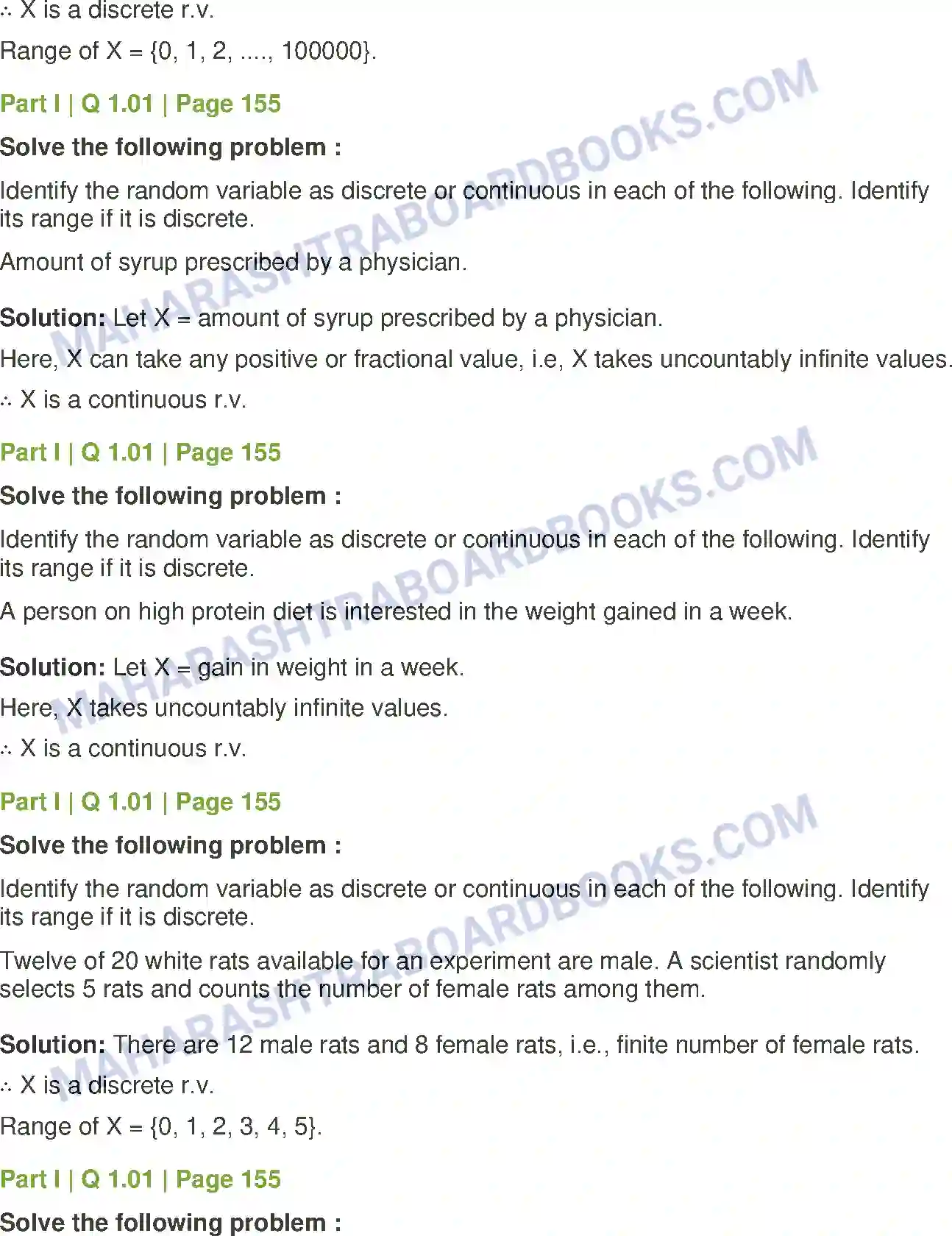 Maharashtra Board Solution Class-12 Mathematics+&+Statistics-2+(Commerce) Probability Distributions Image 89