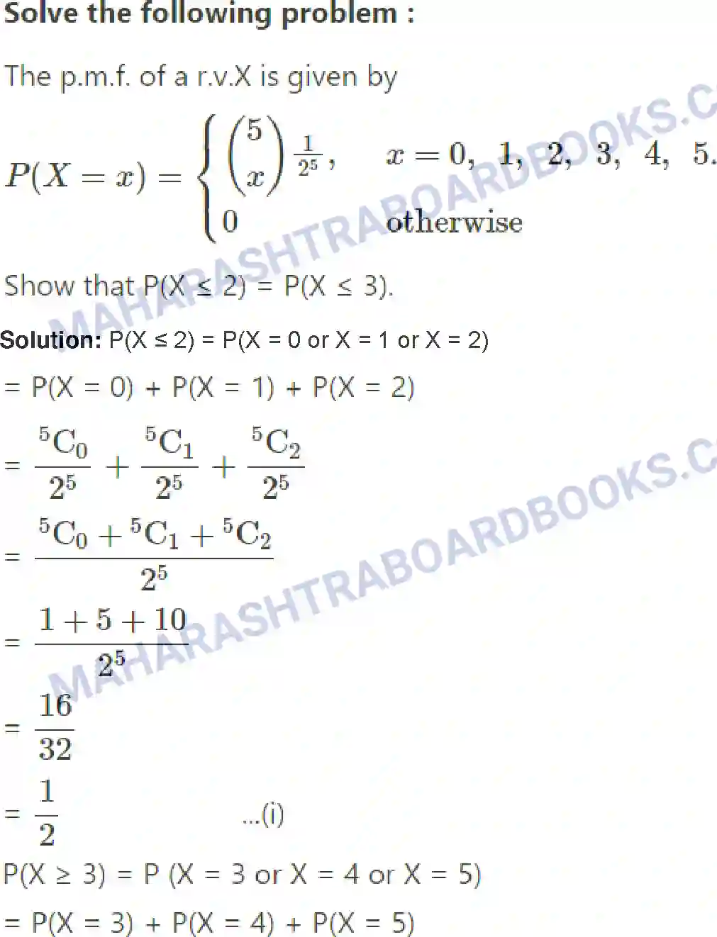 Maharashtra Board Solution Class-12 Mathematics+&+Statistics-2+(Commerce) Probability Distributions Image 93