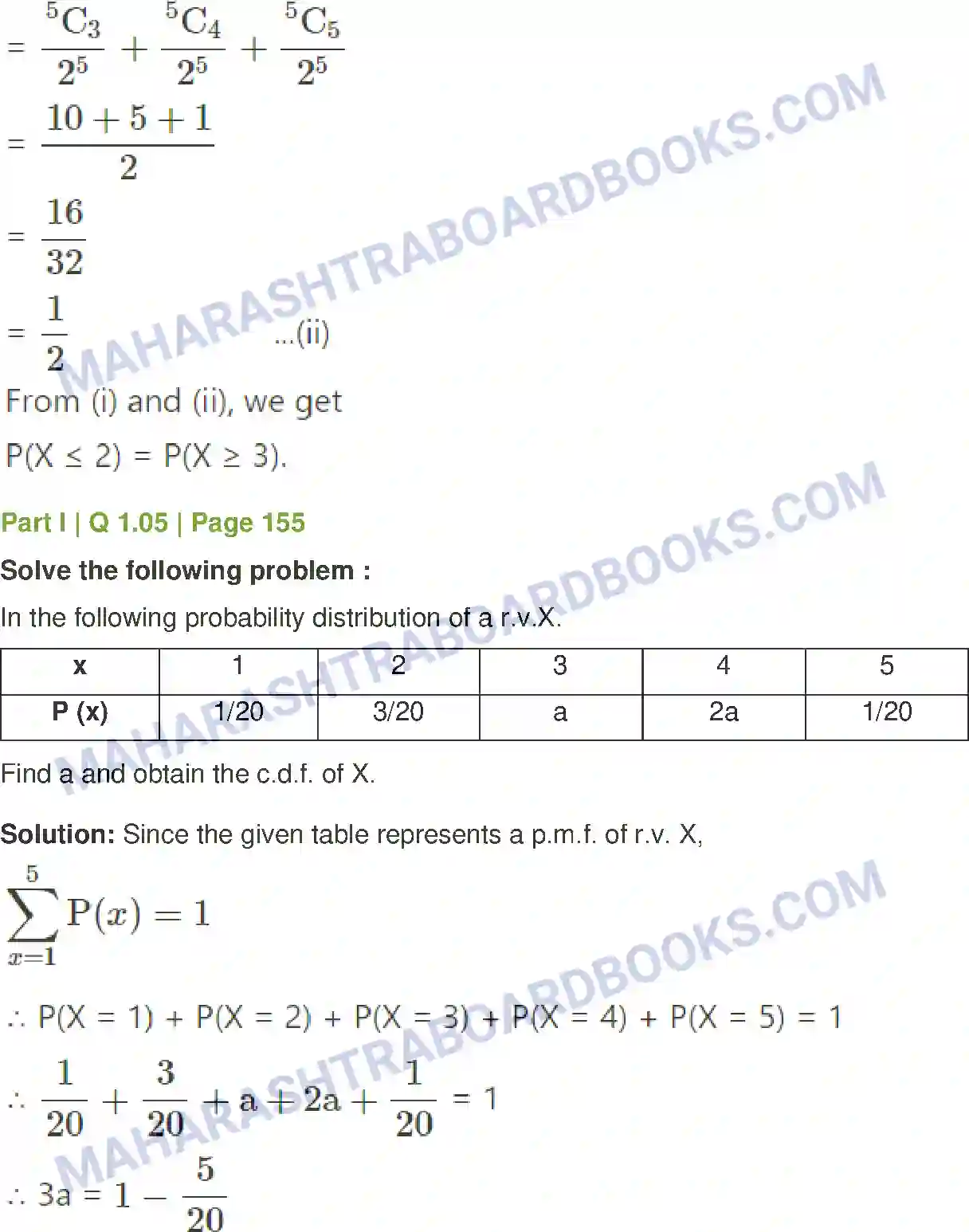 Maharashtra Board Solution Class-12 Mathematics+&+Statistics-2+(Commerce) Probability Distributions Image 94