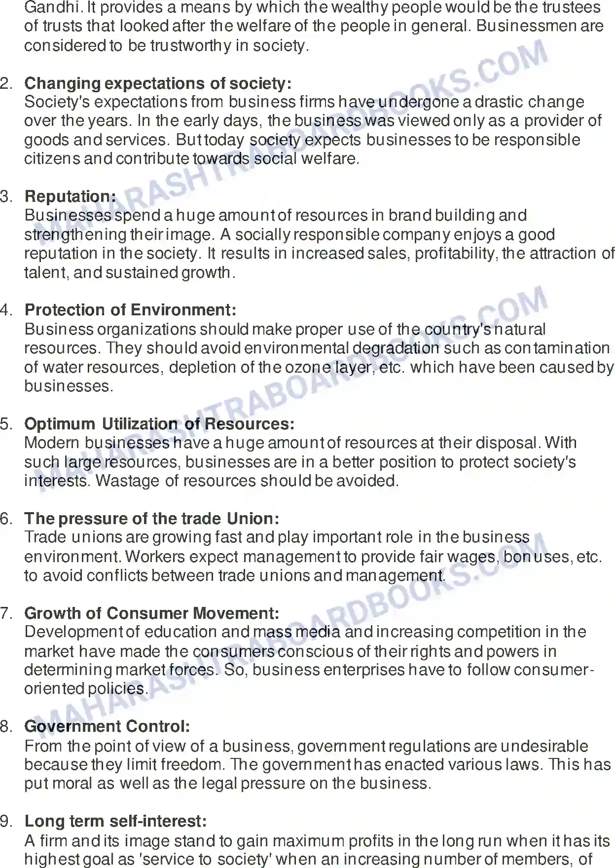 Maharashtra Board Solution Class-12 Organisation+of+Commerce+&+Management Social Responsibilities of Business Image 31