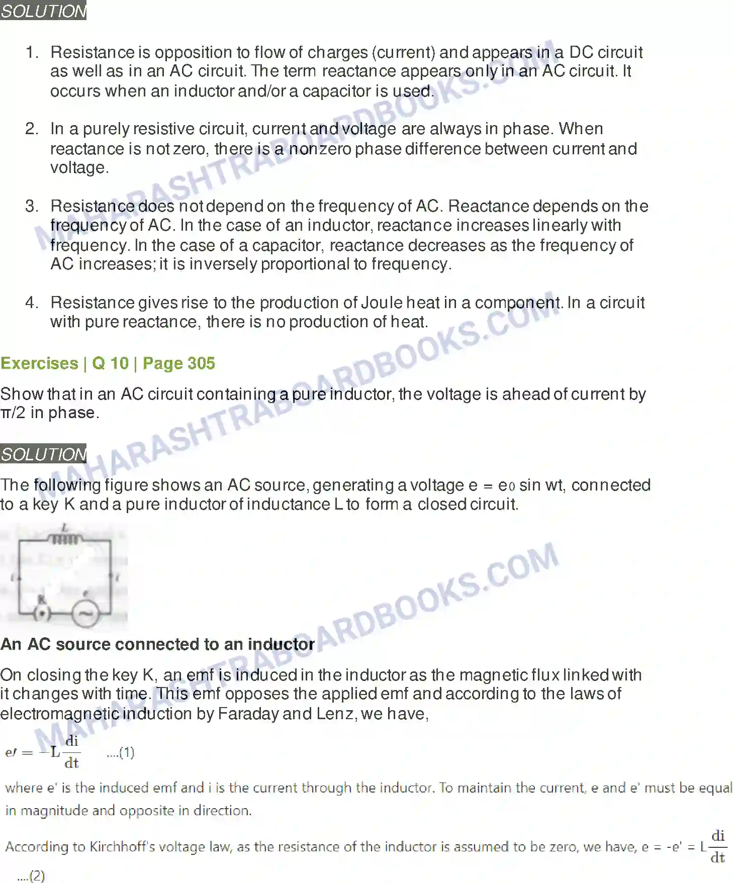 Maharashtra Board Solution Class-12 Physics AC Circuits Image 14