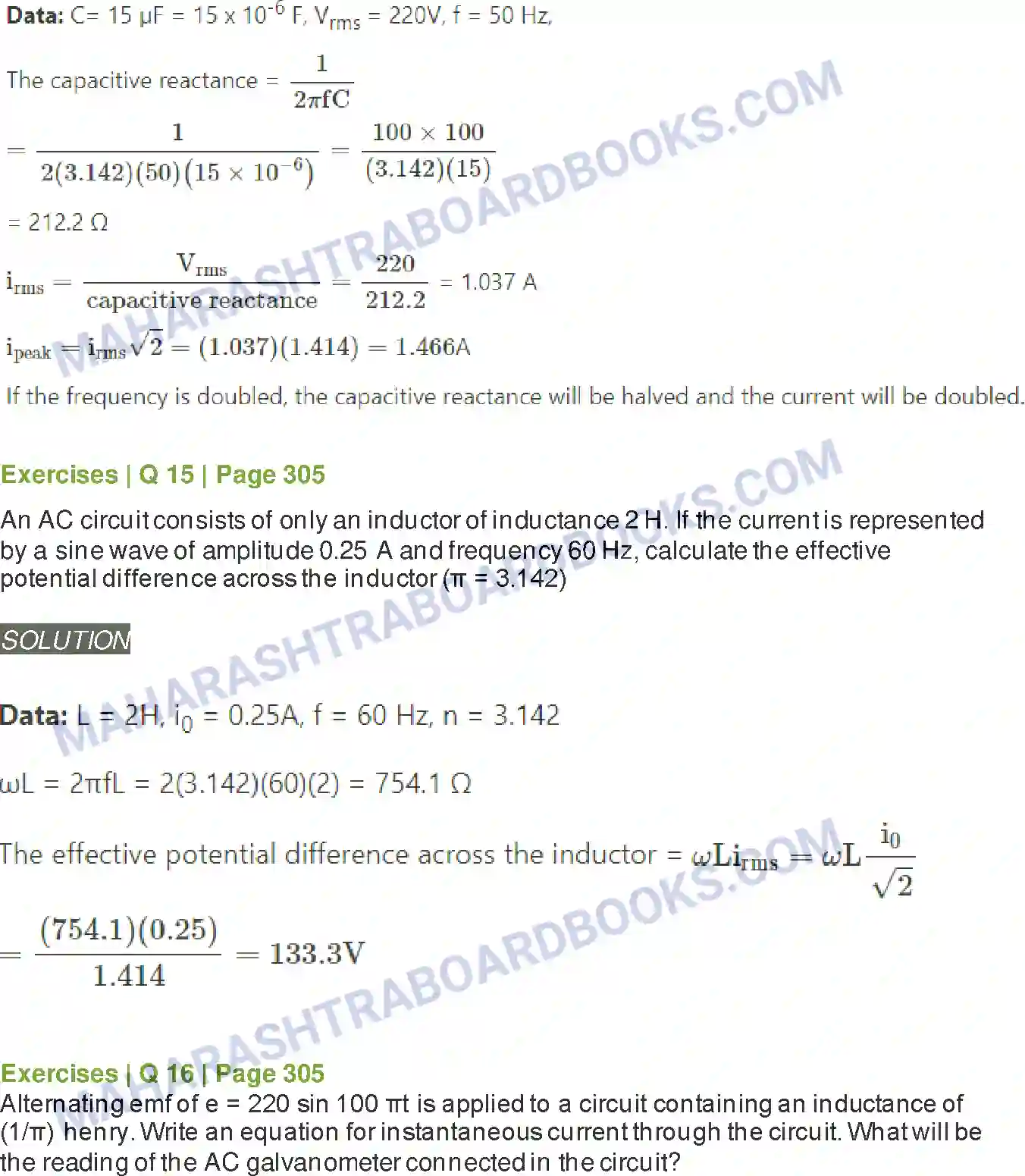 Maharashtra Board Solution Class-12 Physics AC Circuits Image 18