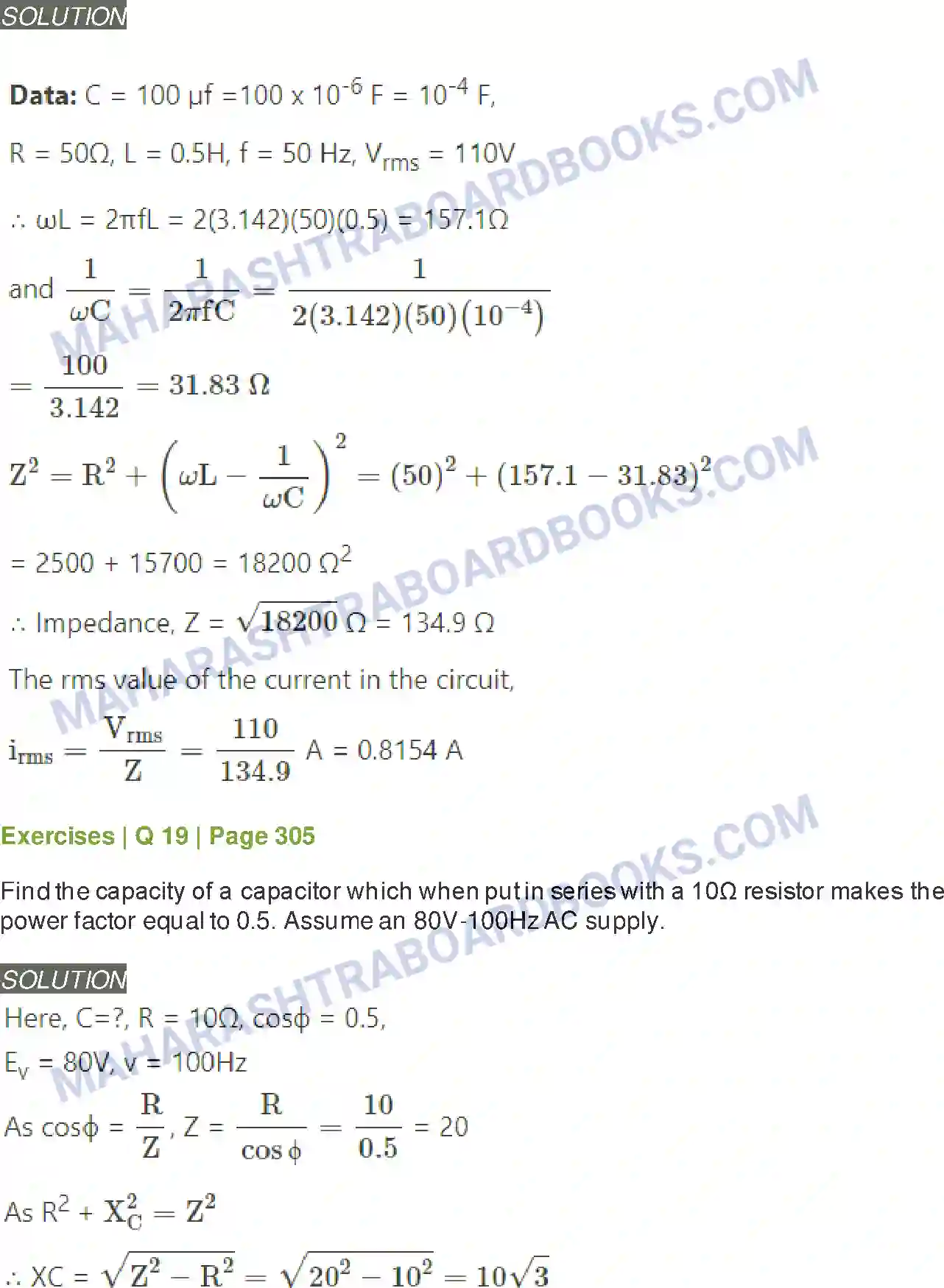 Maharashtra Board Solution Class-12 Physics AC Circuits Image 21