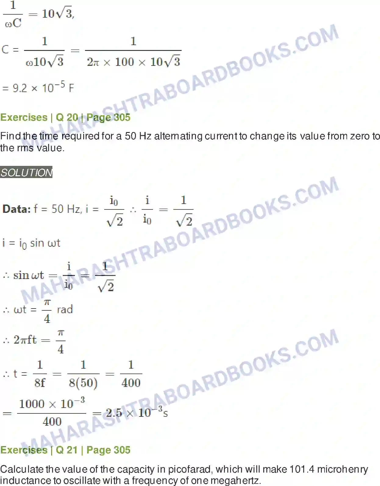 Maharashtra Board Solution Class-12 Physics AC Circuits Image 22