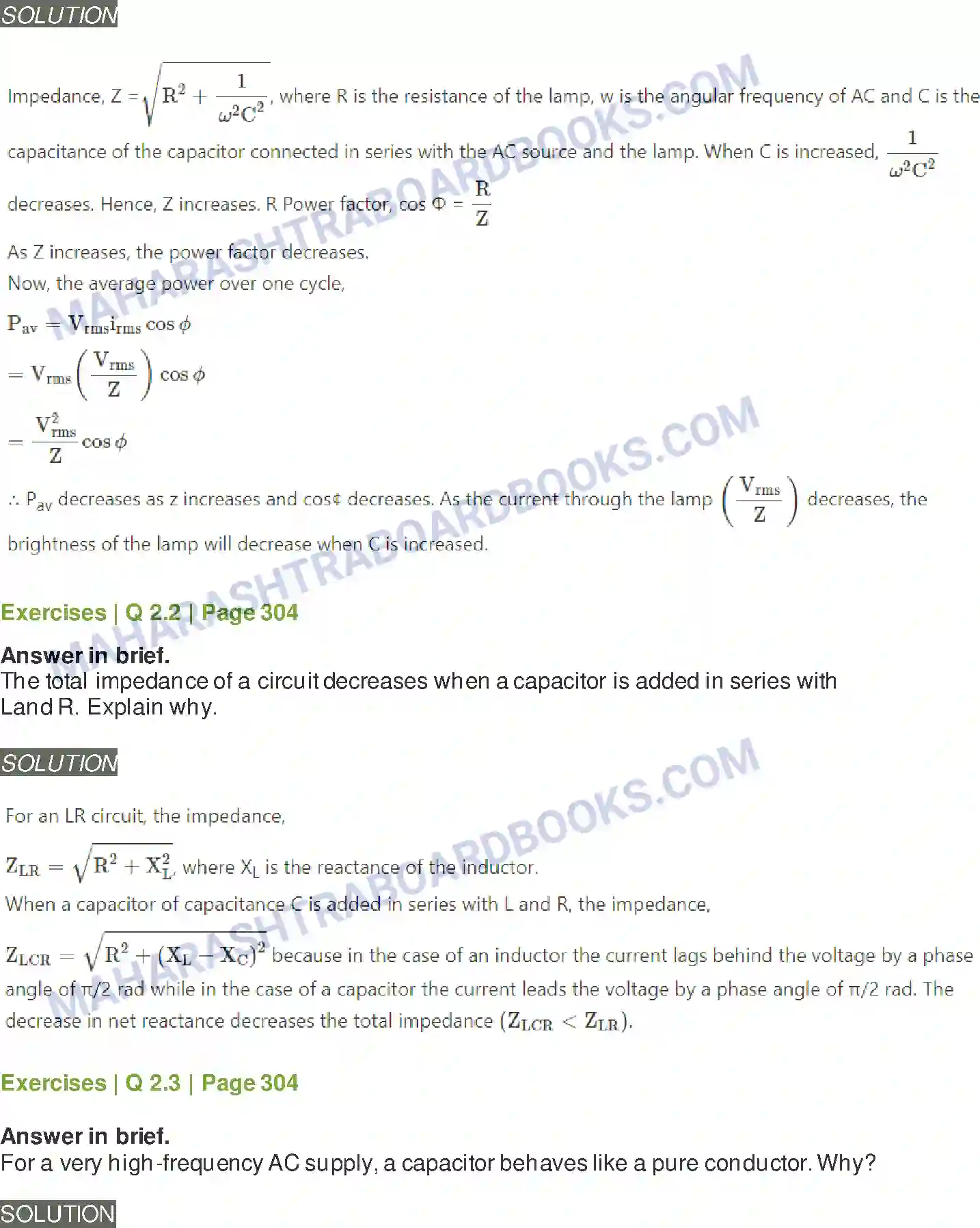 Maharashtra Board Solution Class-12 Physics AC Circuits Image 5