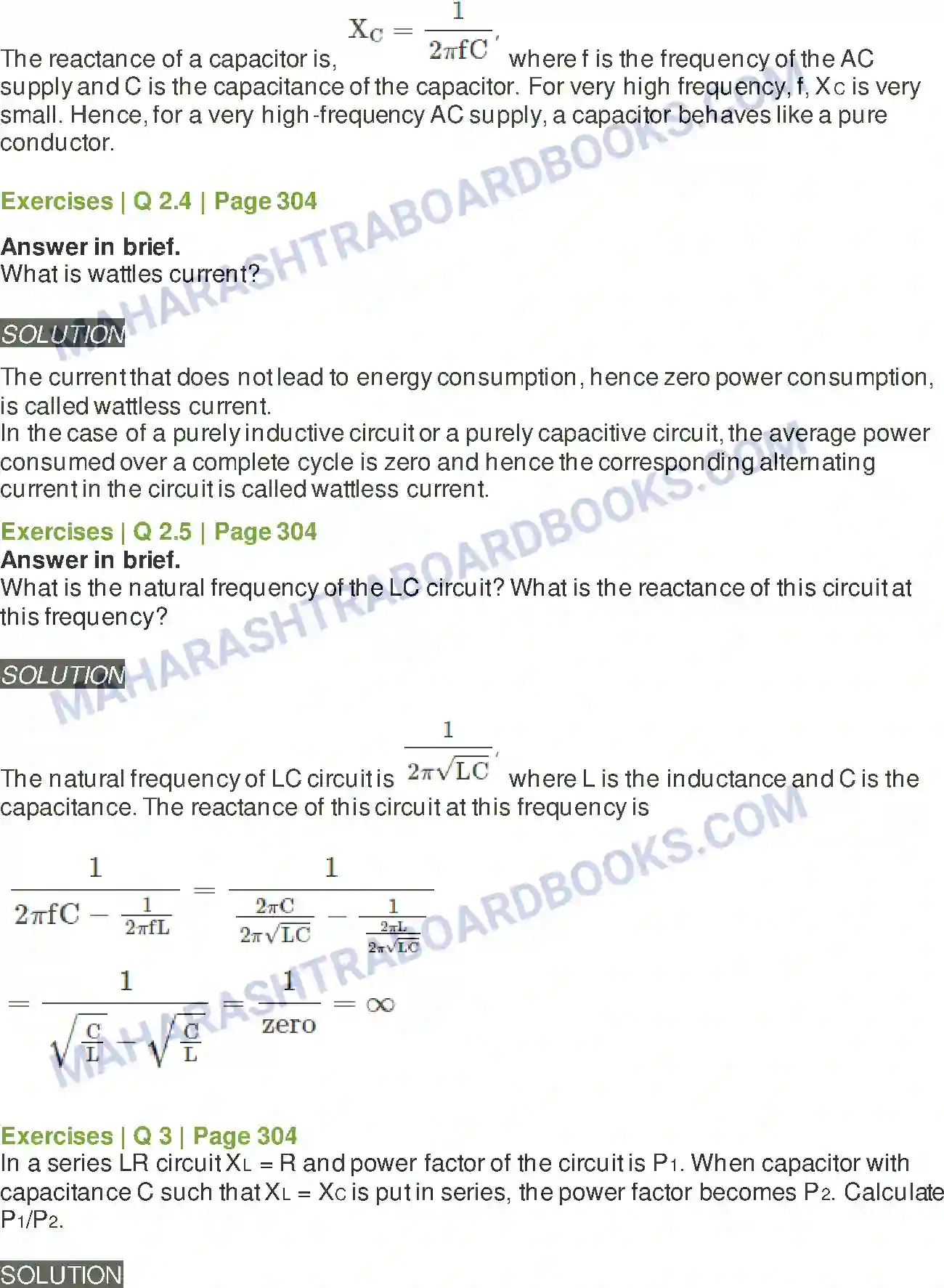 Maharashtra Board Solution Class-12 Physics AC Circuits Image 6