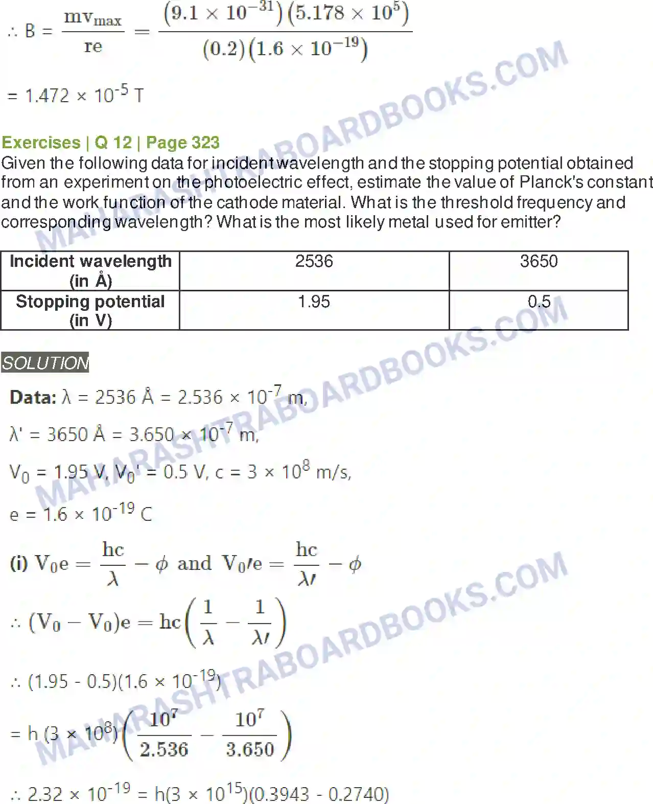 Maharashtra Board Solution class-12 Physics Dual Nature of Radiation and Matter Image 10