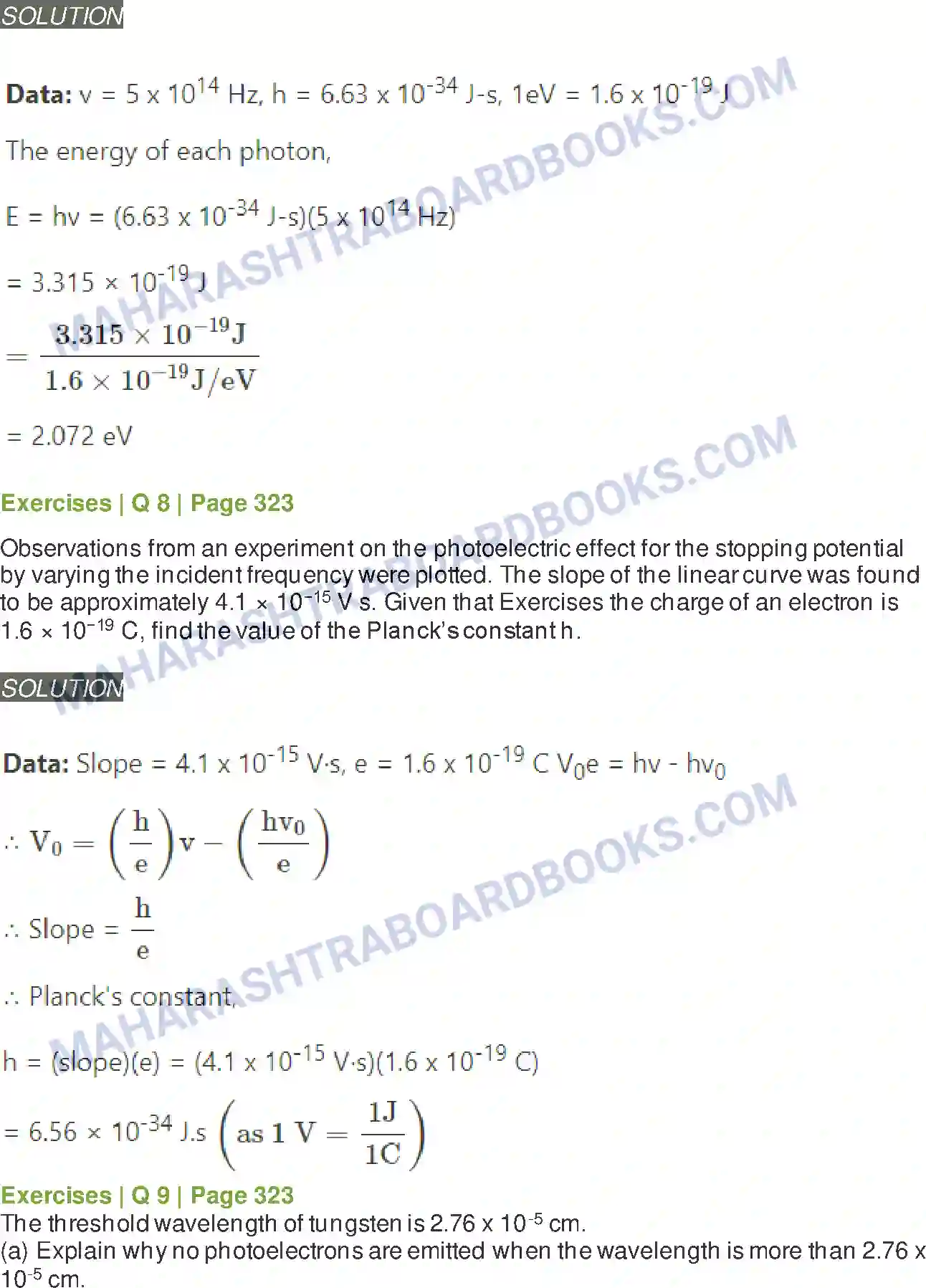 Maharashtra Board Solution class-12 Physics Dual Nature of Radiation and Matter Image 6