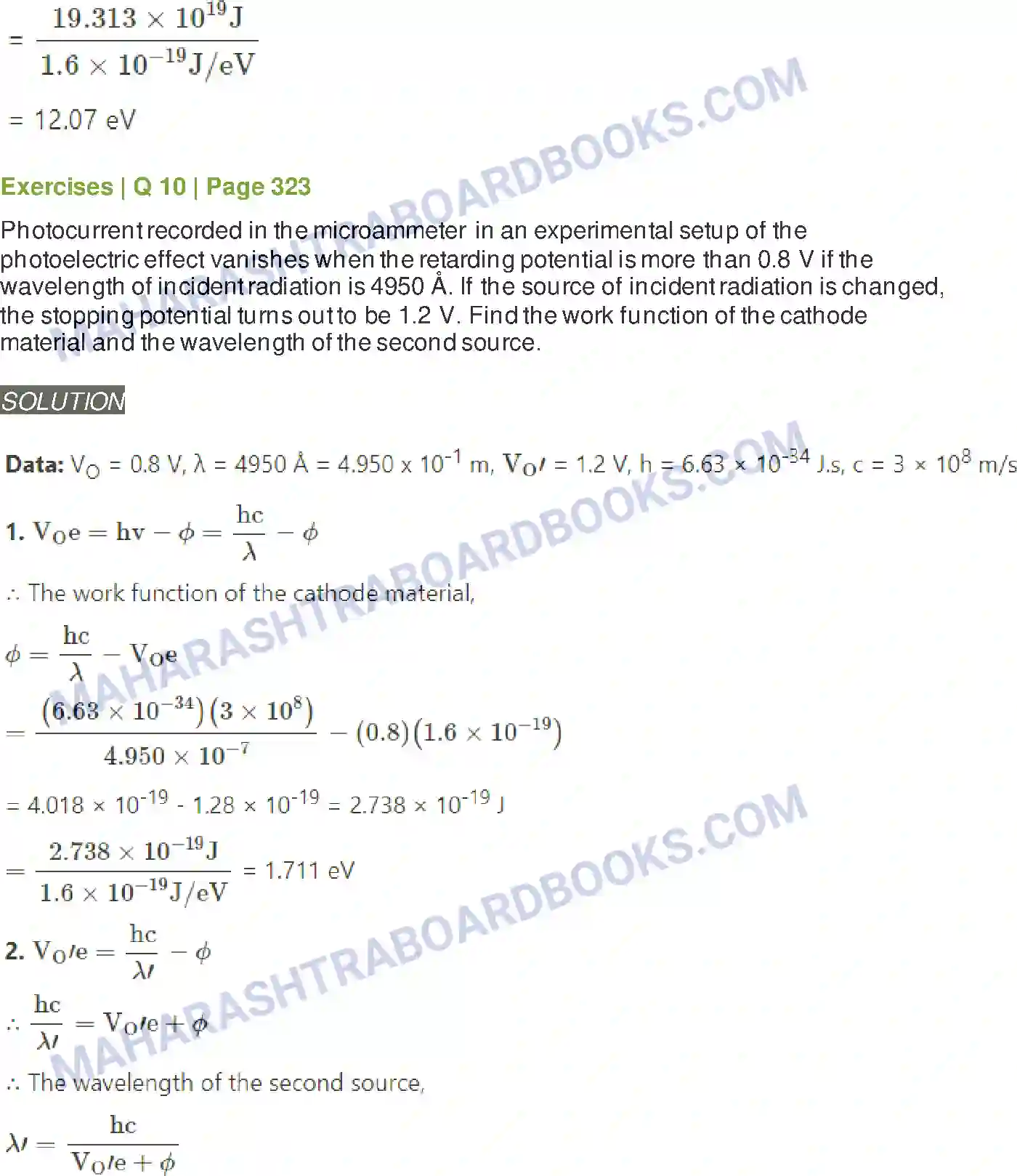 Maharashtra Board Solution class-12 Physics Dual Nature of Radiation and Matter Image 8
