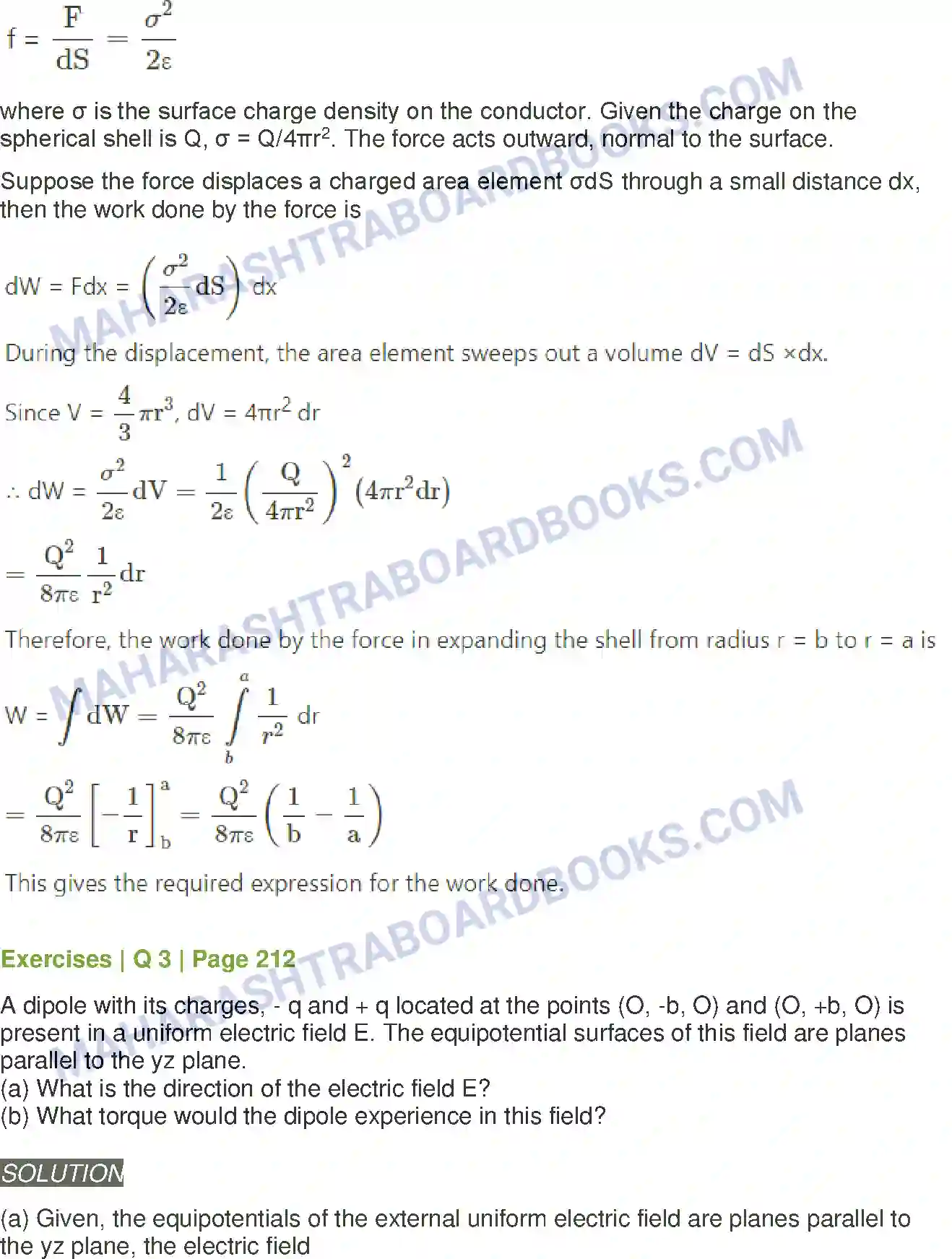 Maharashtra Board Solution class-12 Physics Electrostatics Image 5