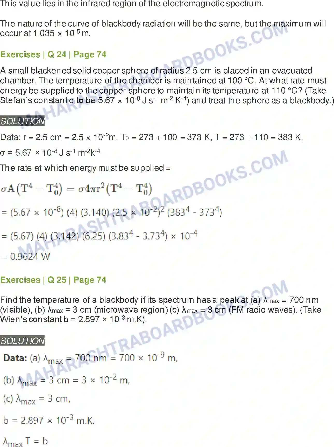 Maharashtra Board Solution class-12 Physics Kinetic Theory of Gases and Radiation Image 19