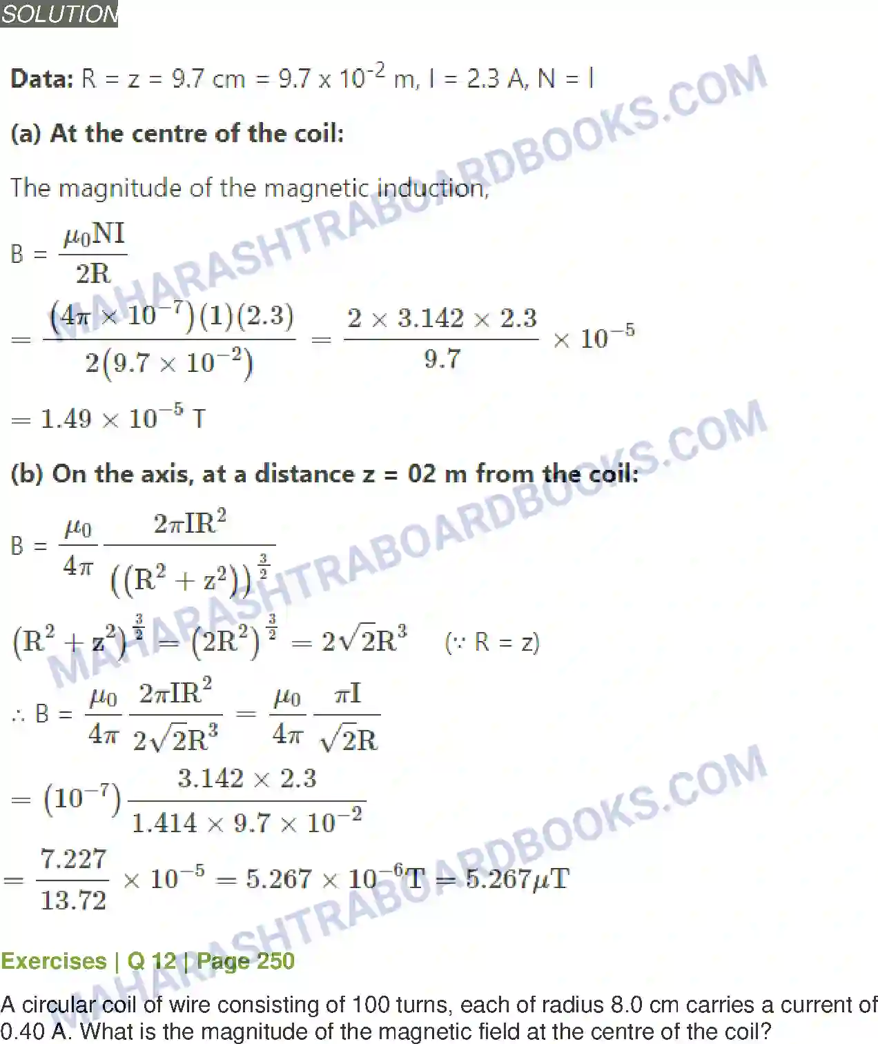 Maharashtra Board Solution class-12 Physics Magnetic Fields due to Electric Current Image 10
