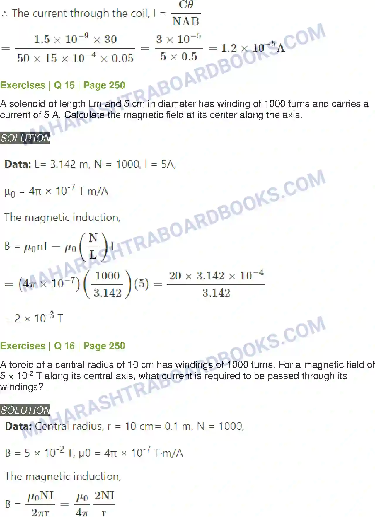 Maharashtra Board Solution class-12 Physics Magnetic Fields due to Electric Current Image 12