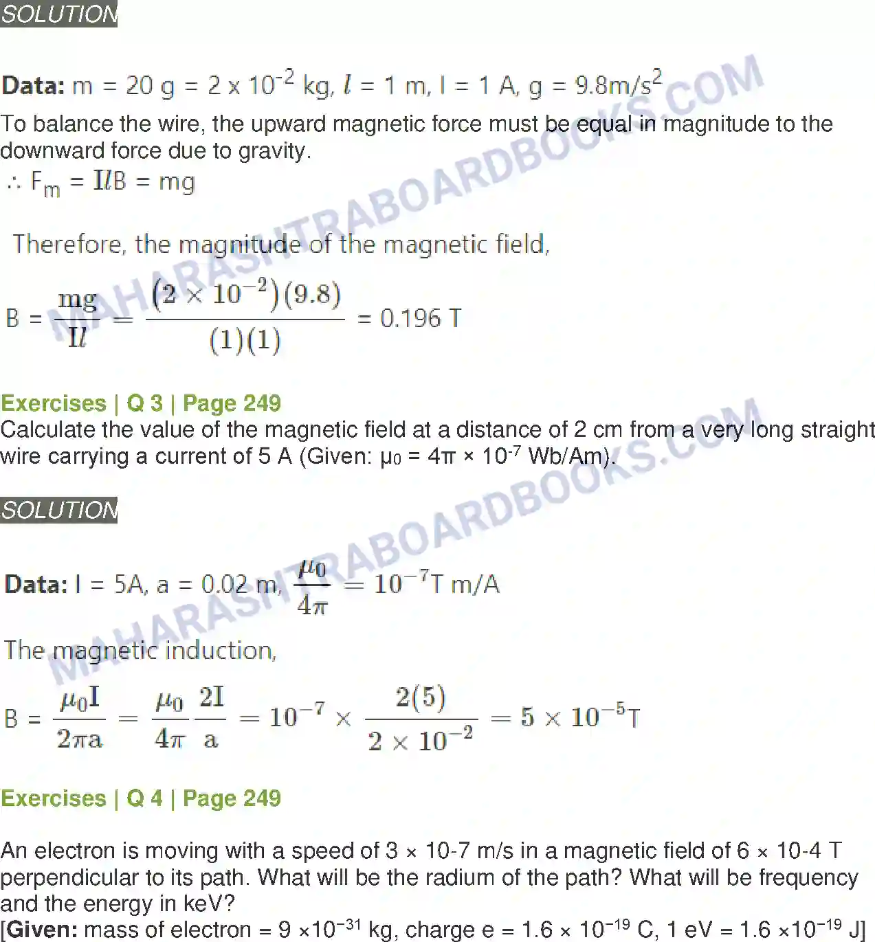 Maharashtra Board Solution class-12 Physics Magnetic Fields due to Electric Current Image 4