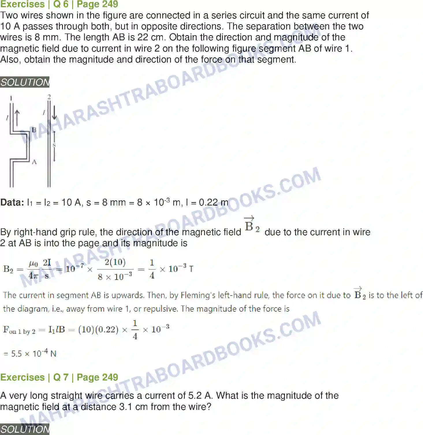 Maharashtra Board Solution class-12 Physics Magnetic Fields due to Electric Current Image 7