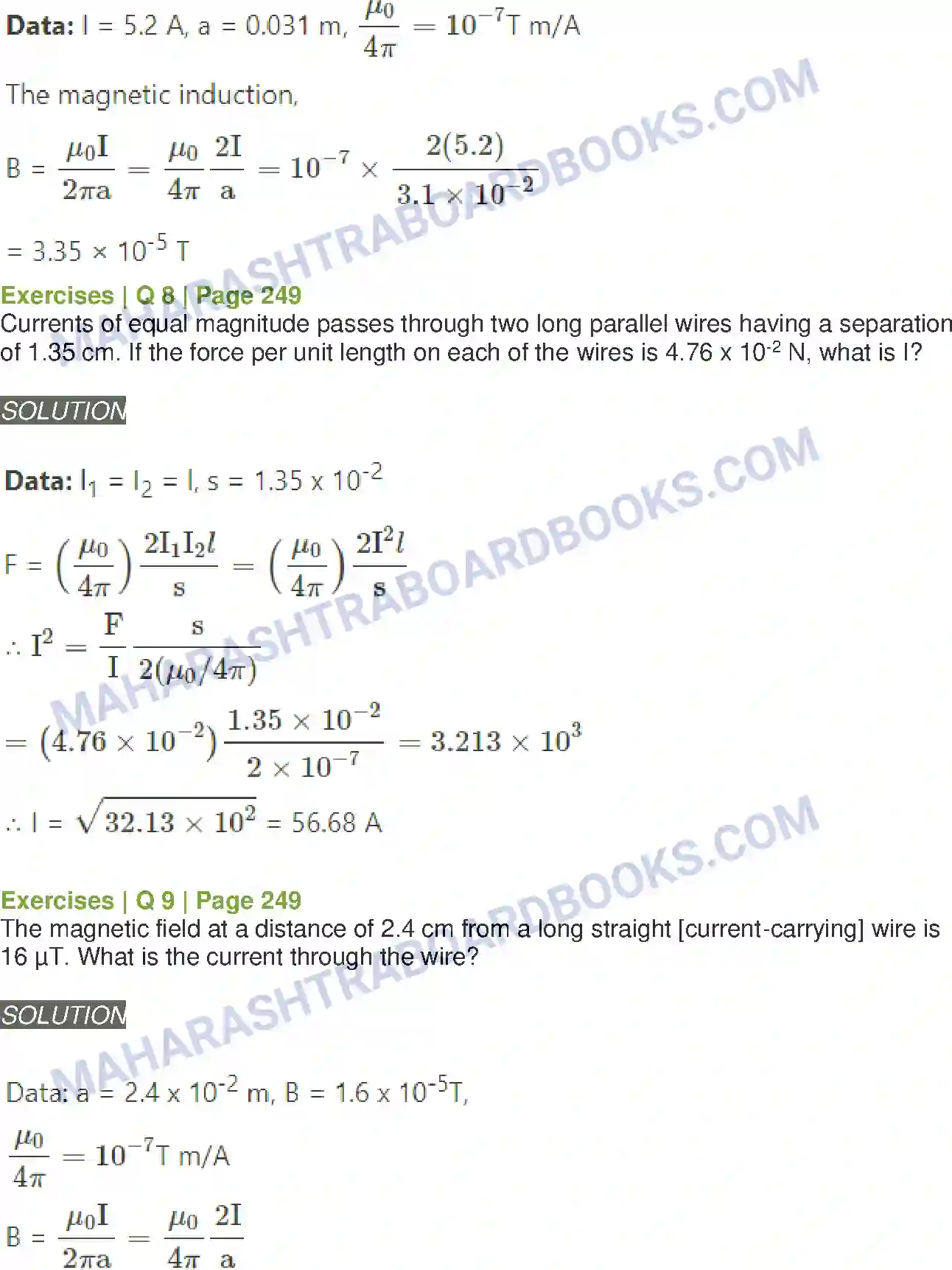 Maharashtra Board Solution class-12 Physics Magnetic Fields due to Electric Current Image 8