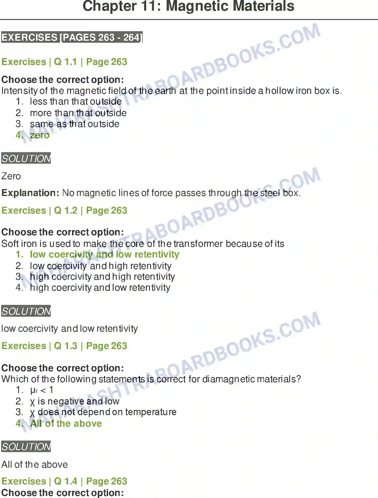Maharashtra Board Solution class-12 Physics Magnetic Materials Image 1