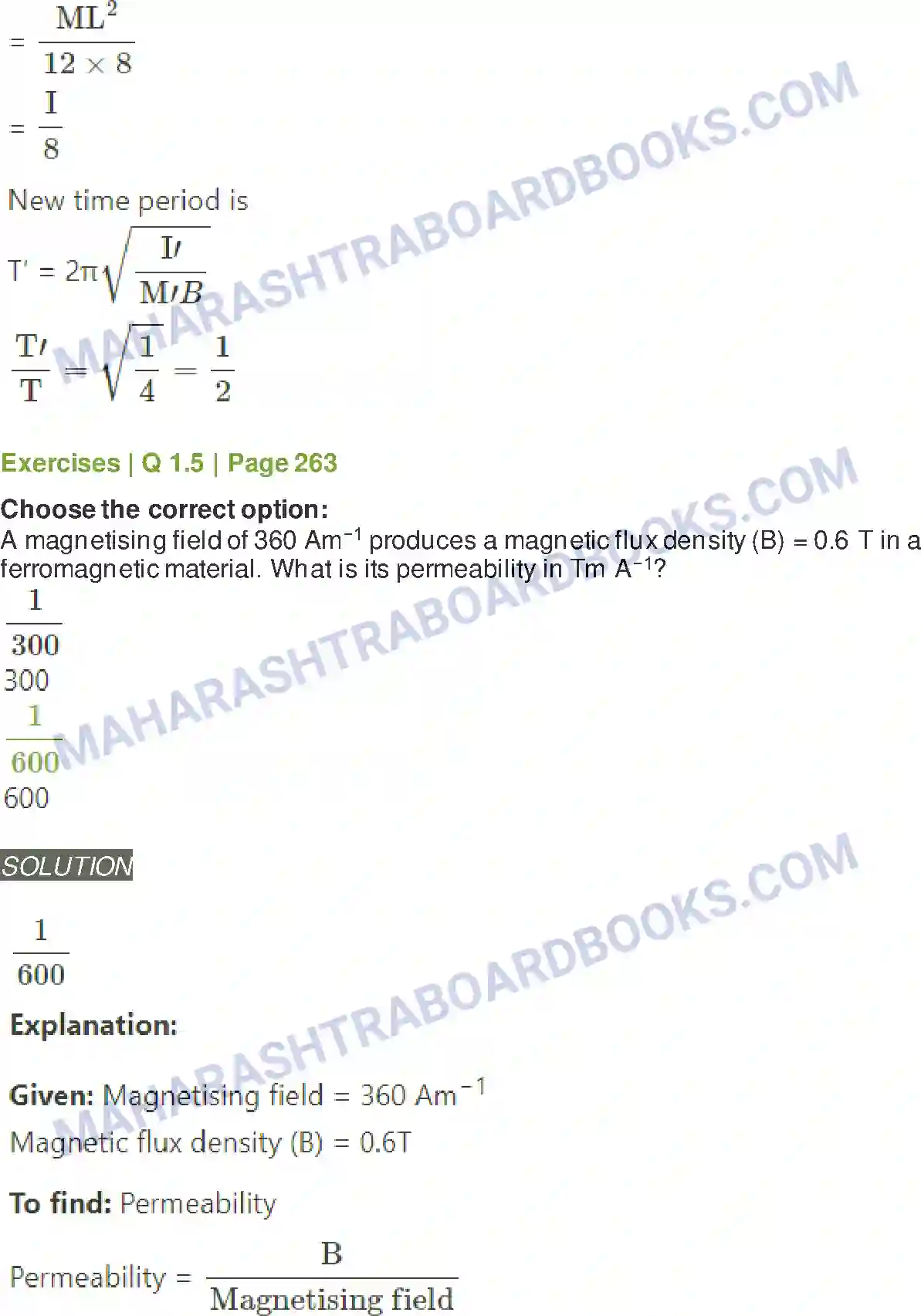 Maharashtra Board Solution class-12 Physics Magnetic Materials Image 3