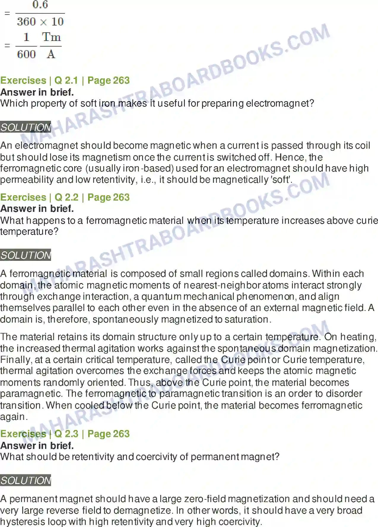 Maharashtra Board Solution class-12 Physics Magnetic Materials Image 4