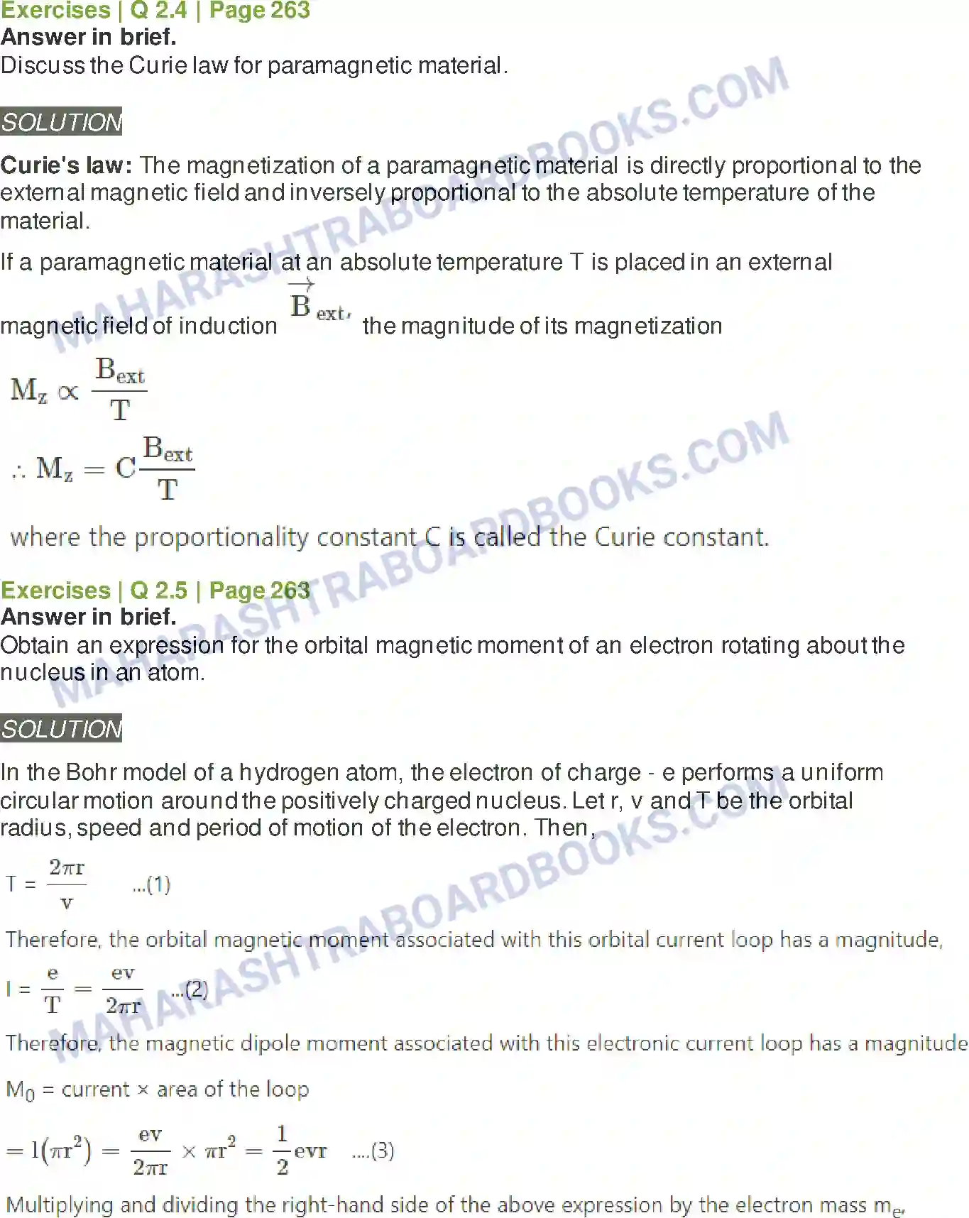 Maharashtra Board Solution class-12 Physics Magnetic Materials Image 5