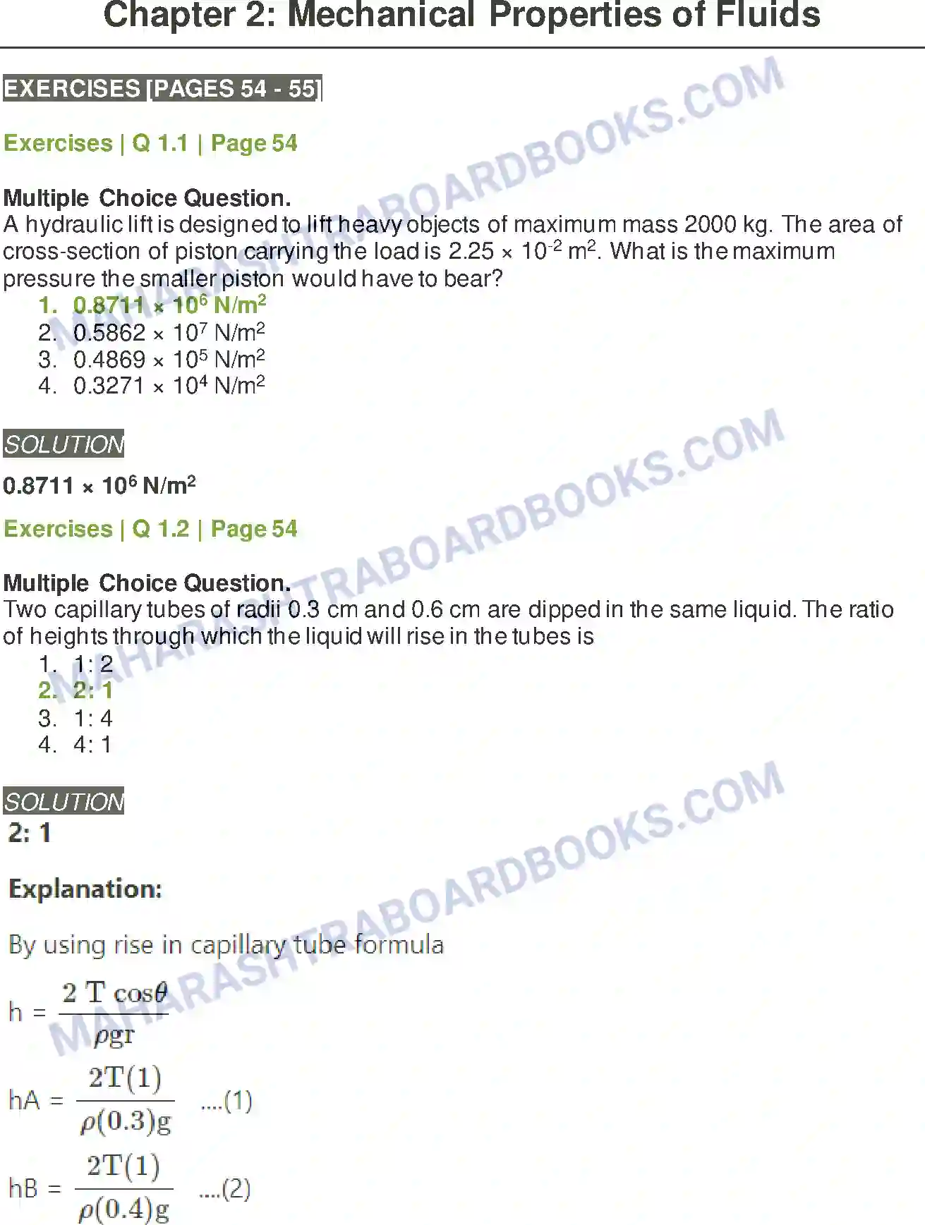 Maharashtra Board Solution class-12 Physics Mechanical Properties of Fluids Image 1
