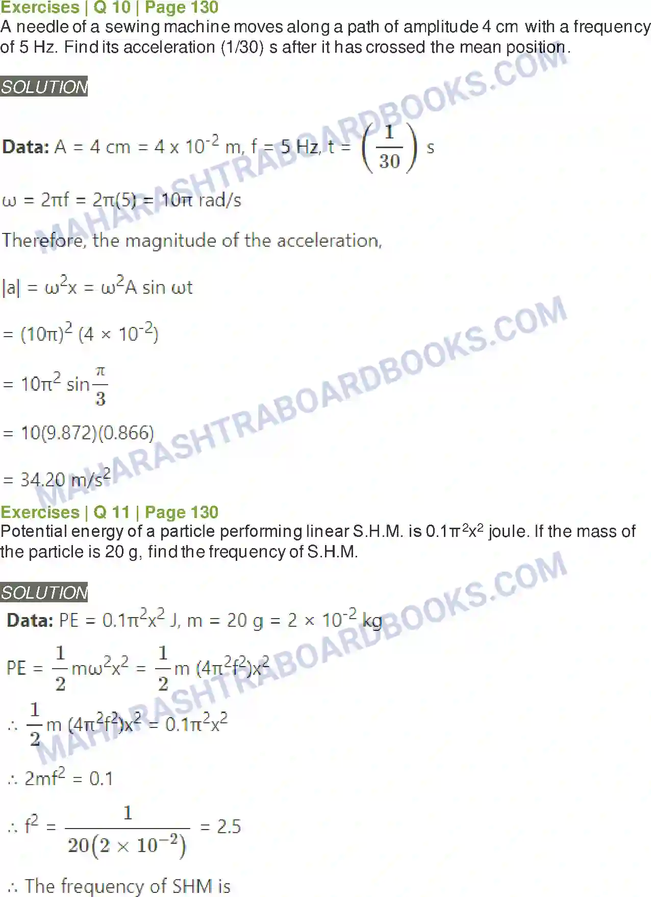 Maharashtra Board Solution Class-12 Physics Oscillations Image 17