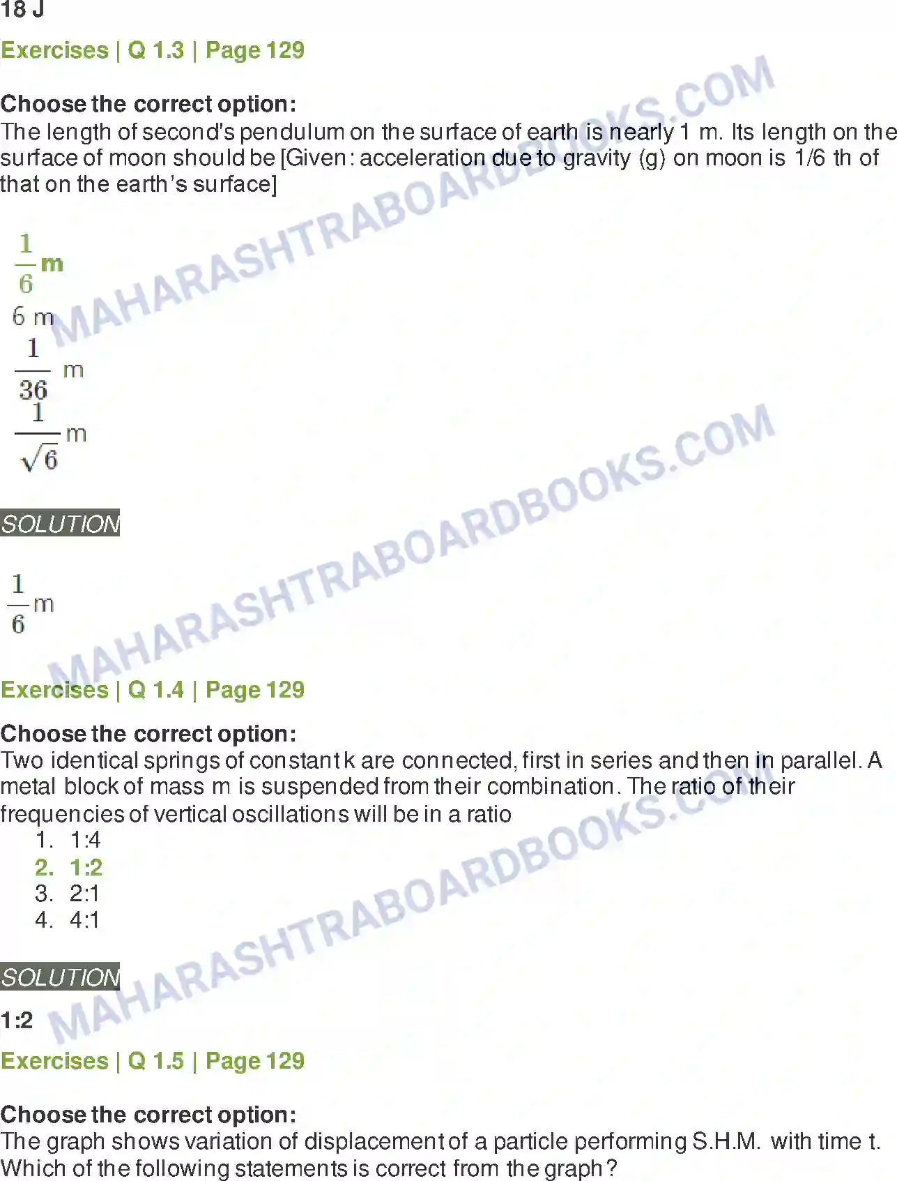 Maharashtra Board Solution Class-12 Physics Oscillations Image 2