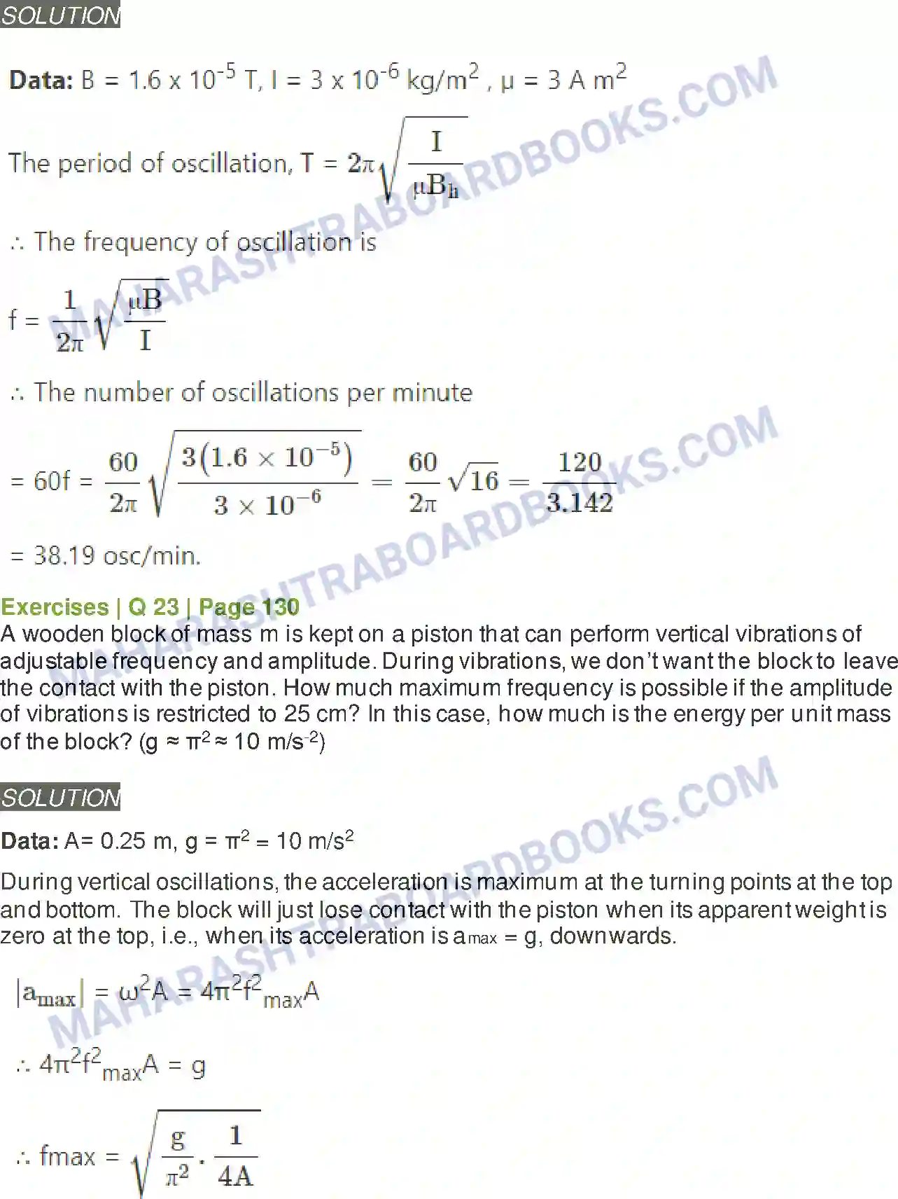 Maharashtra Board Solution Class-12 Physics Oscillations Image 26