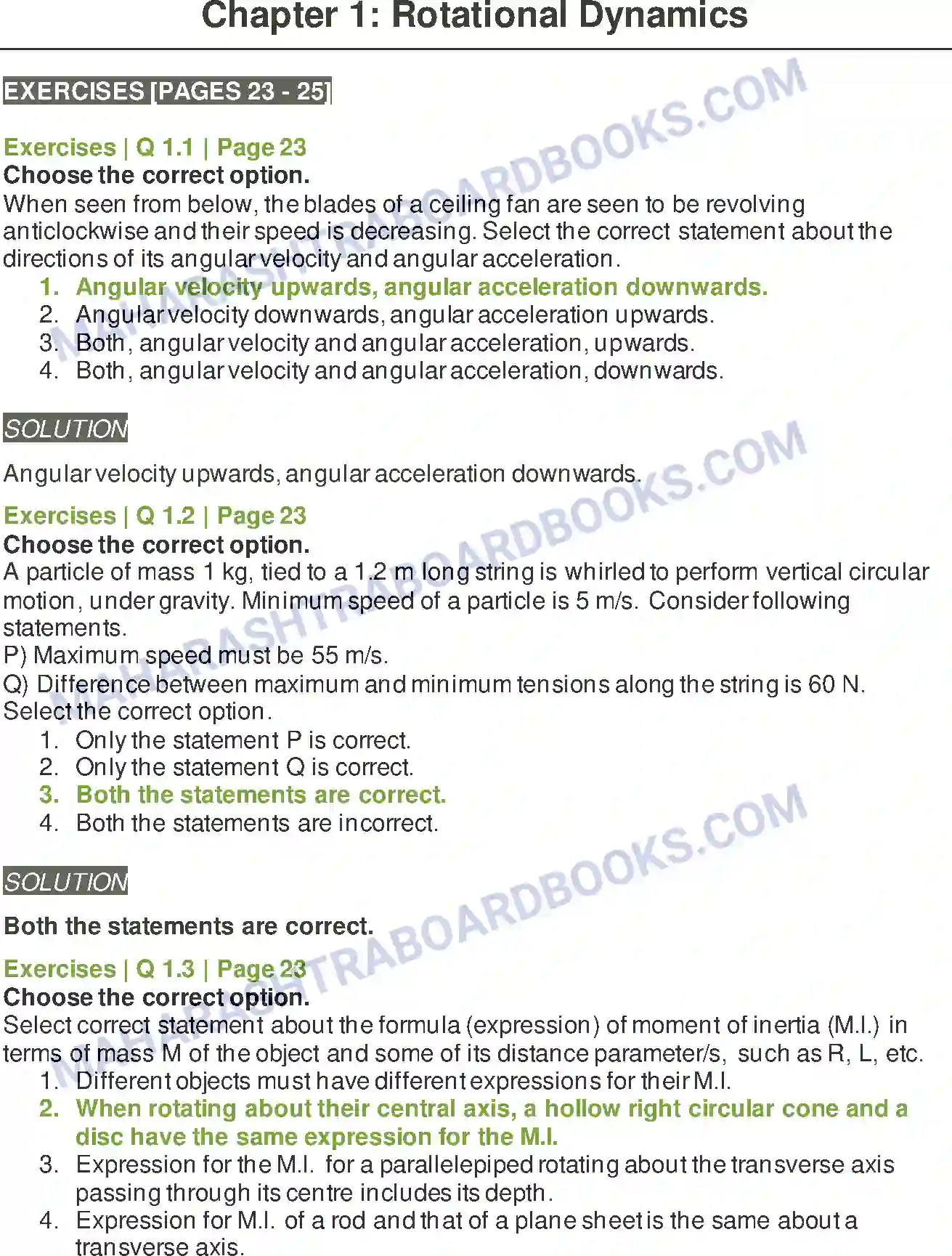 Maharashtra Board Solution class-12 Physics Rotational Dynamics Image 1