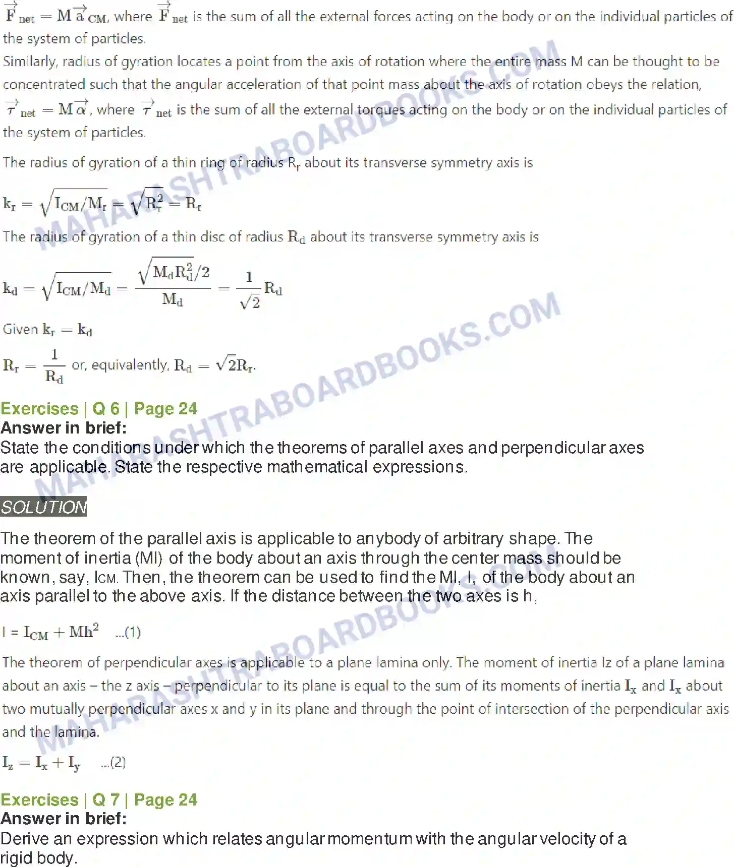 Maharashtra Board Solution class-12 Physics Rotational Dynamics Image 14