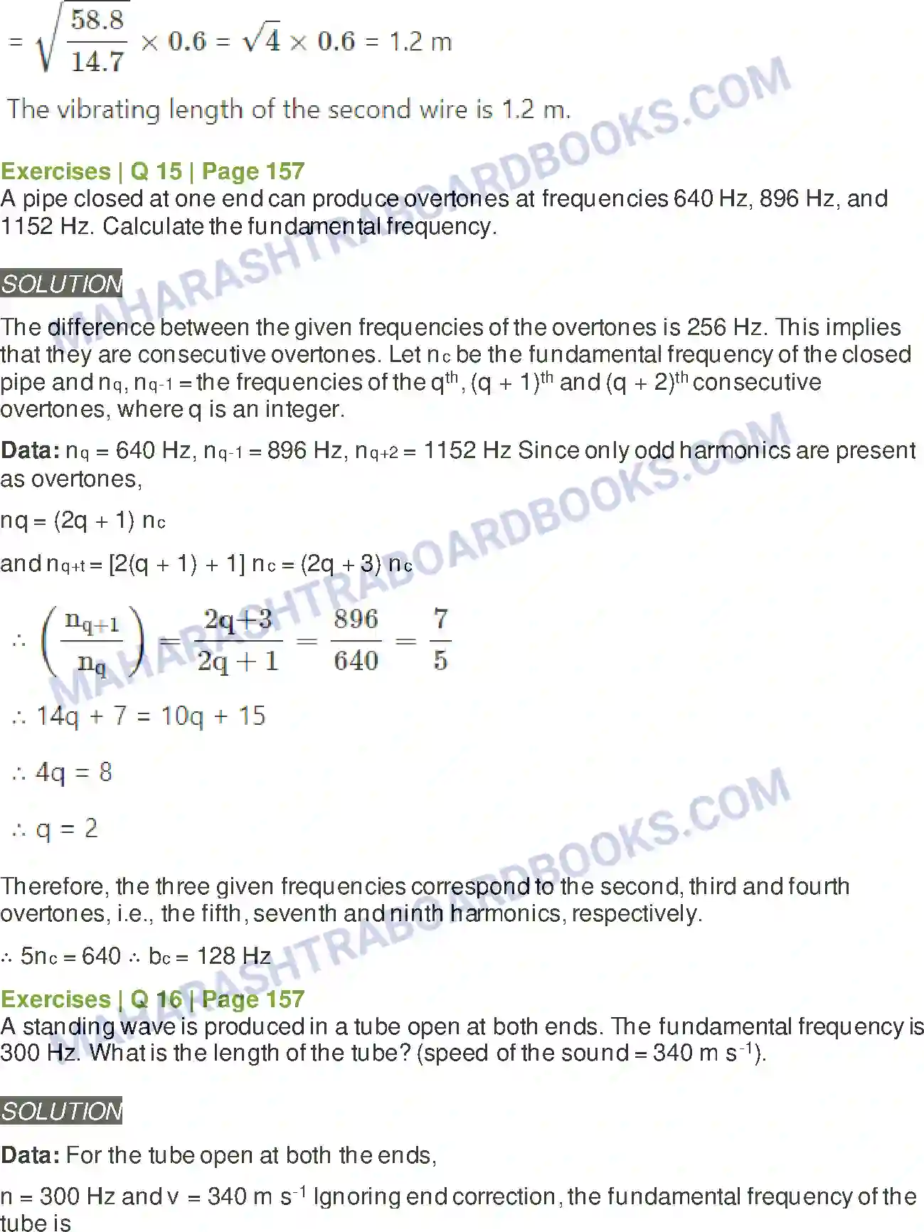Maharashtra Board Solution class-12 Physics Superposition of Waves Image 15