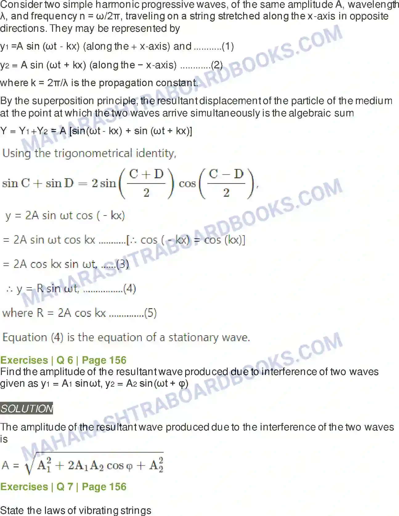 Maharashtra Board Solution class-12 Physics Superposition of Waves Image 7