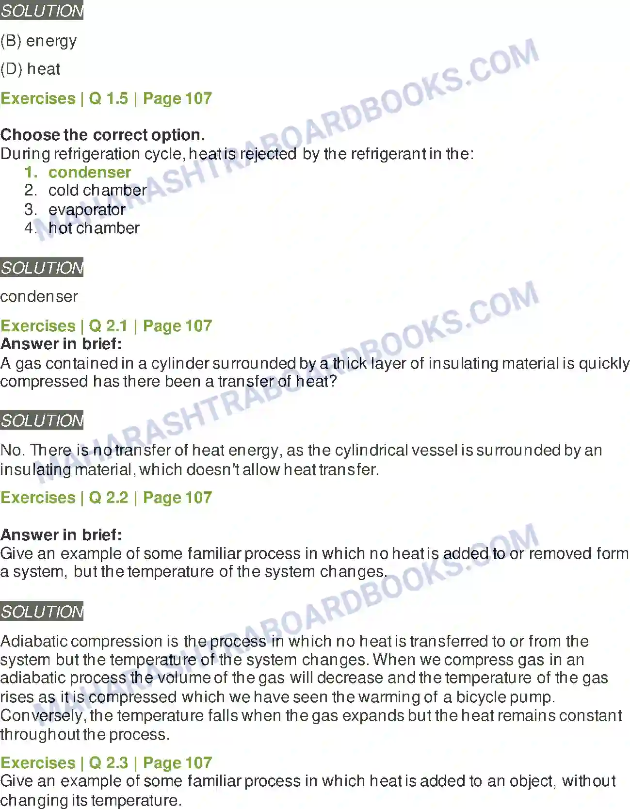 Maharashtra Board Solution Class-12 Physics Thermodynamics Image 3