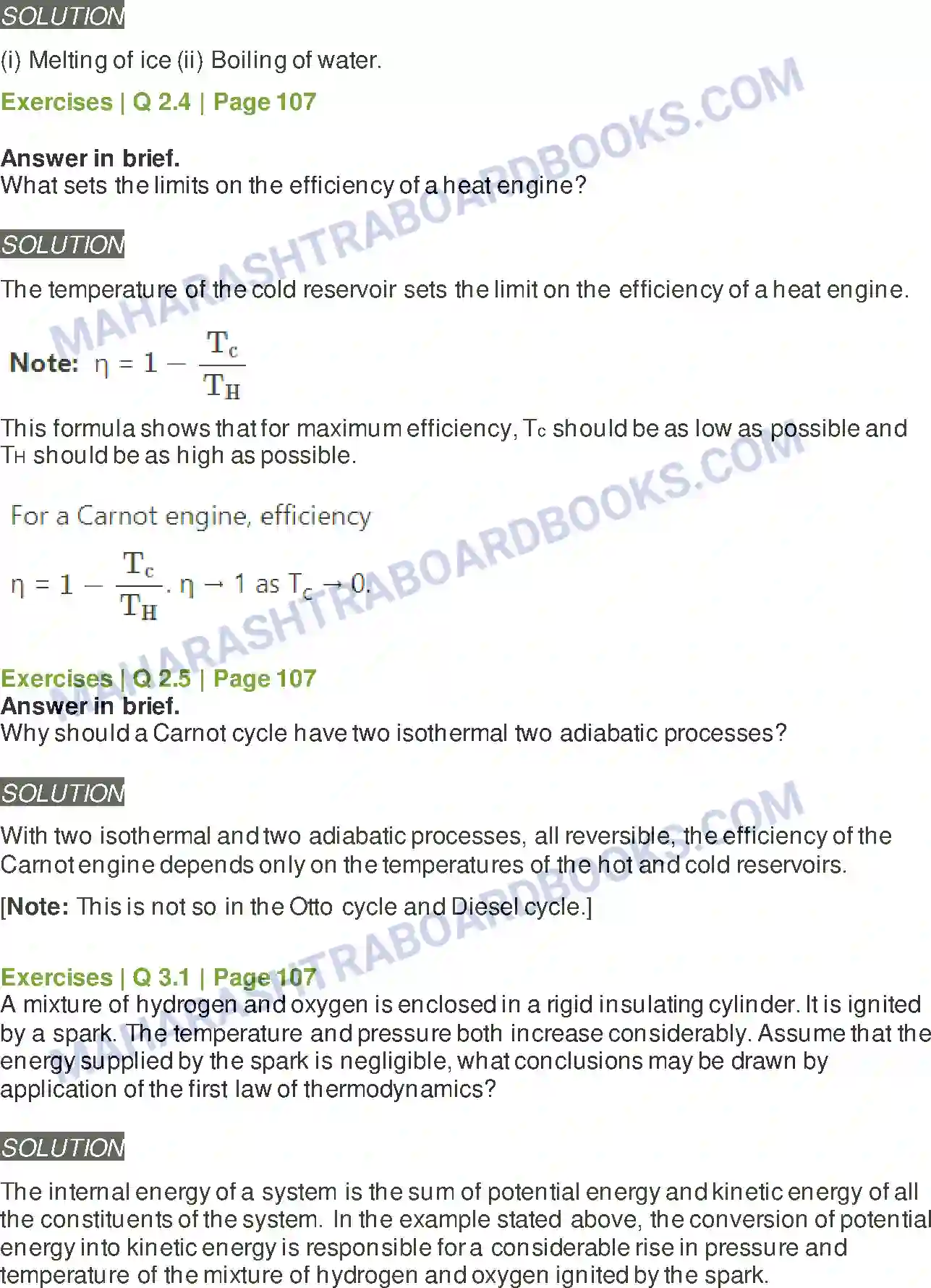 Maharashtra Board Solution Class-12 Physics Thermodynamics Image 4