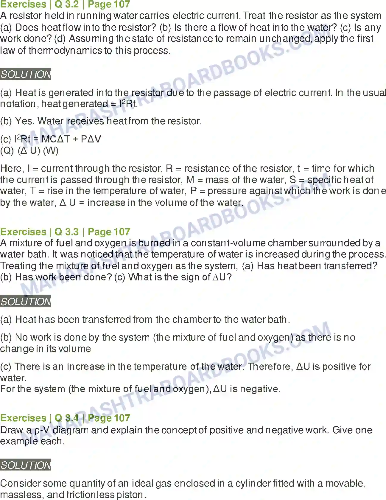 Maharashtra Board Solution Class-12 Physics Thermodynamics Image 5