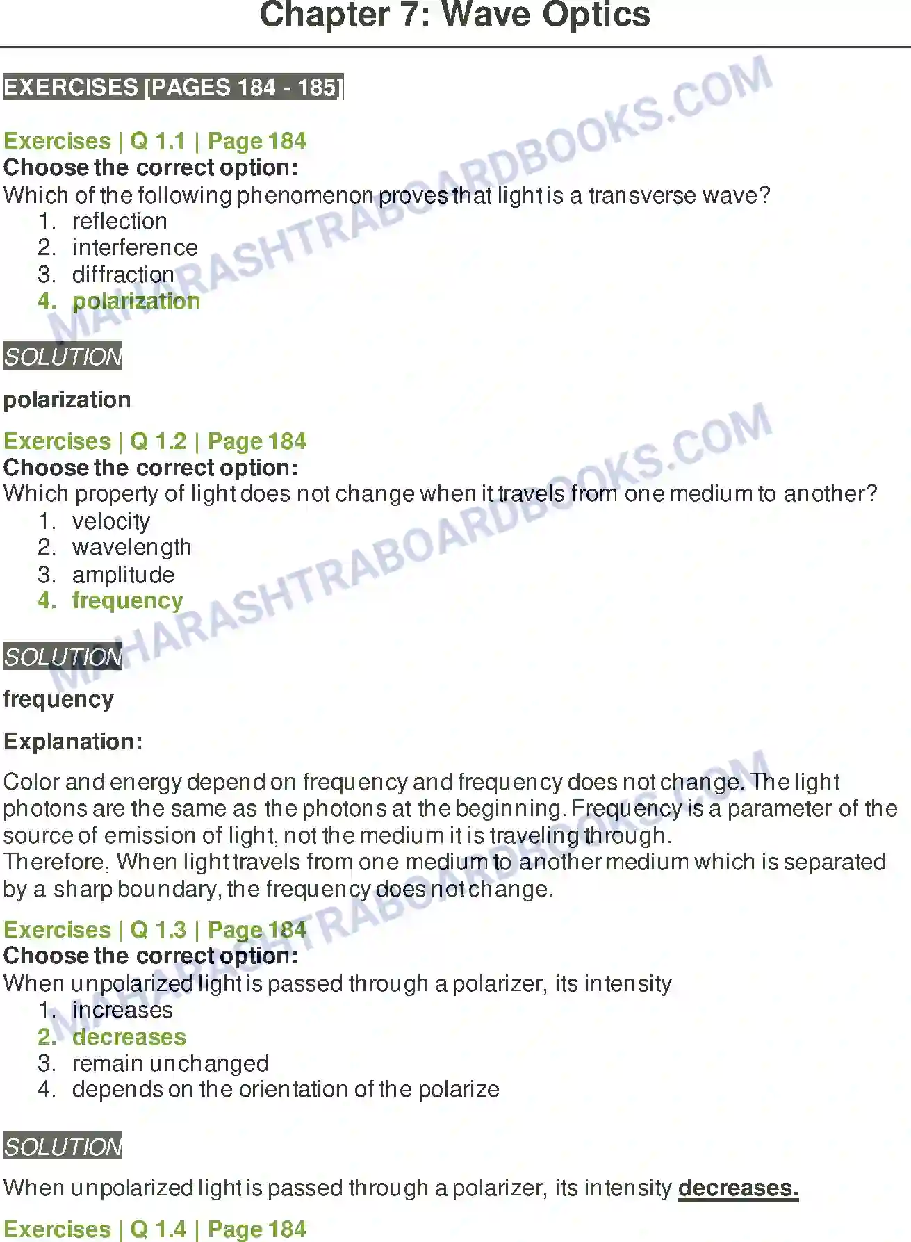 Maharashtra Board Solution Class-12 Physics Wave Optics Image 1