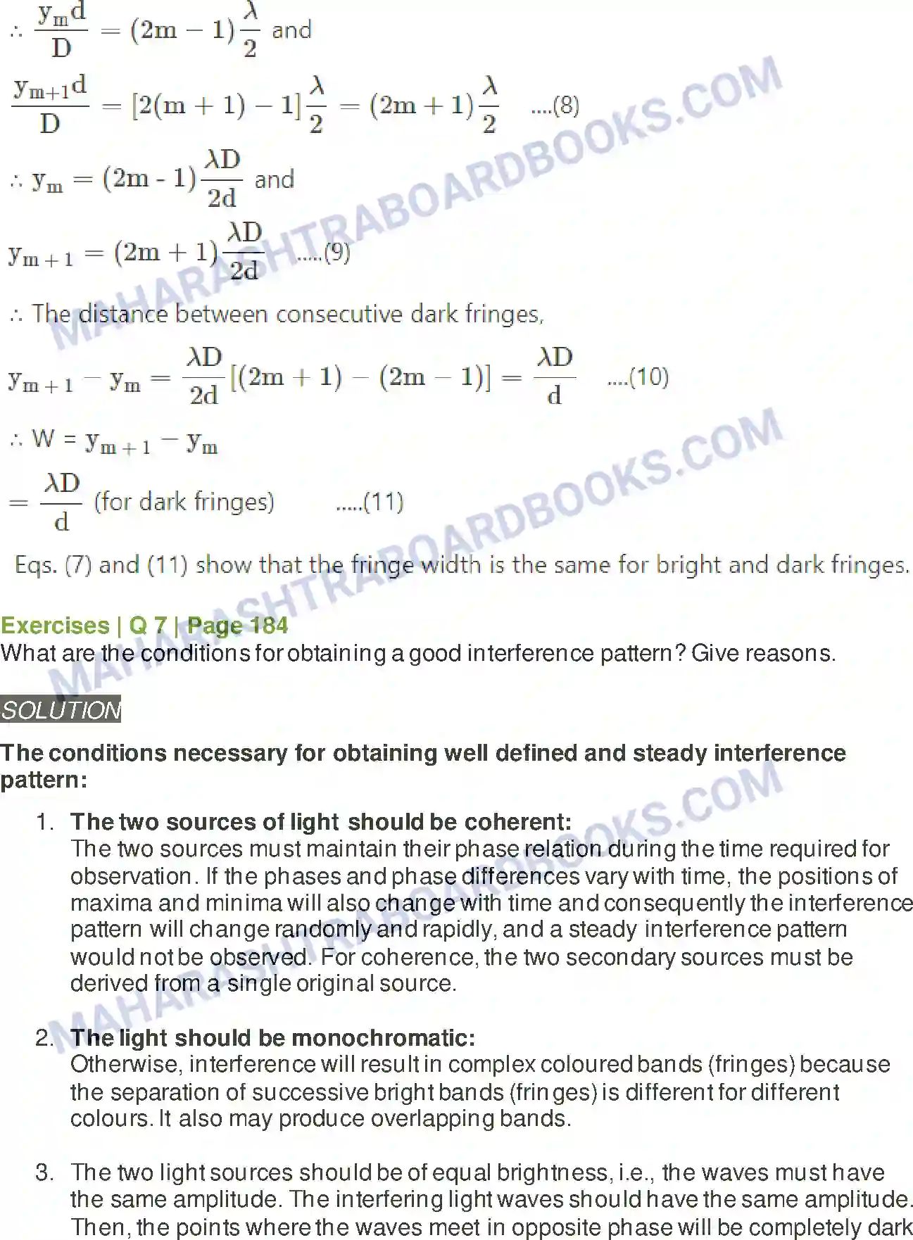 Maharashtra Board Solution Class-12 Physics Wave Optics Image 13