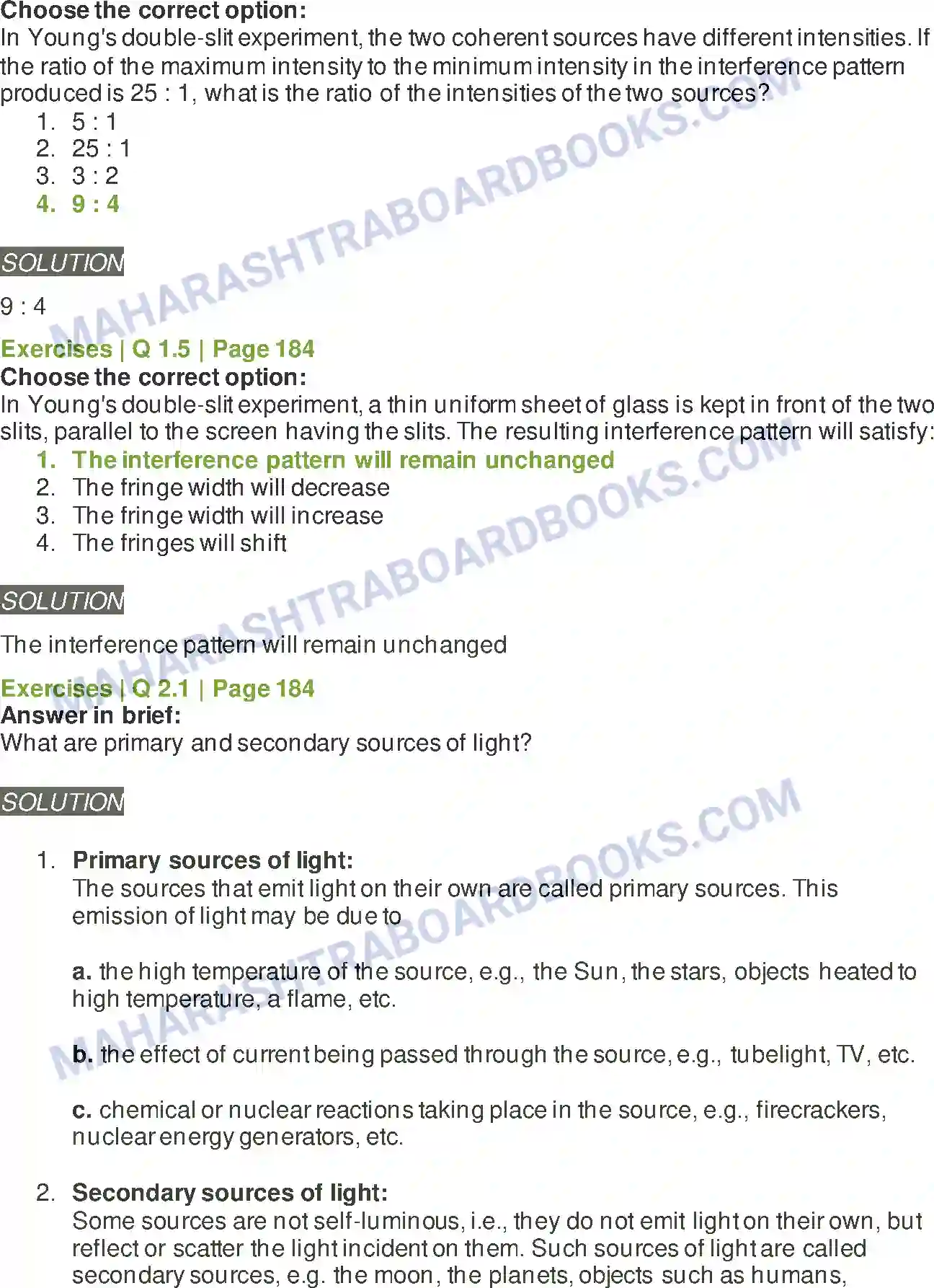 Maharashtra Board Solution Class-12 Physics Wave Optics Image 2