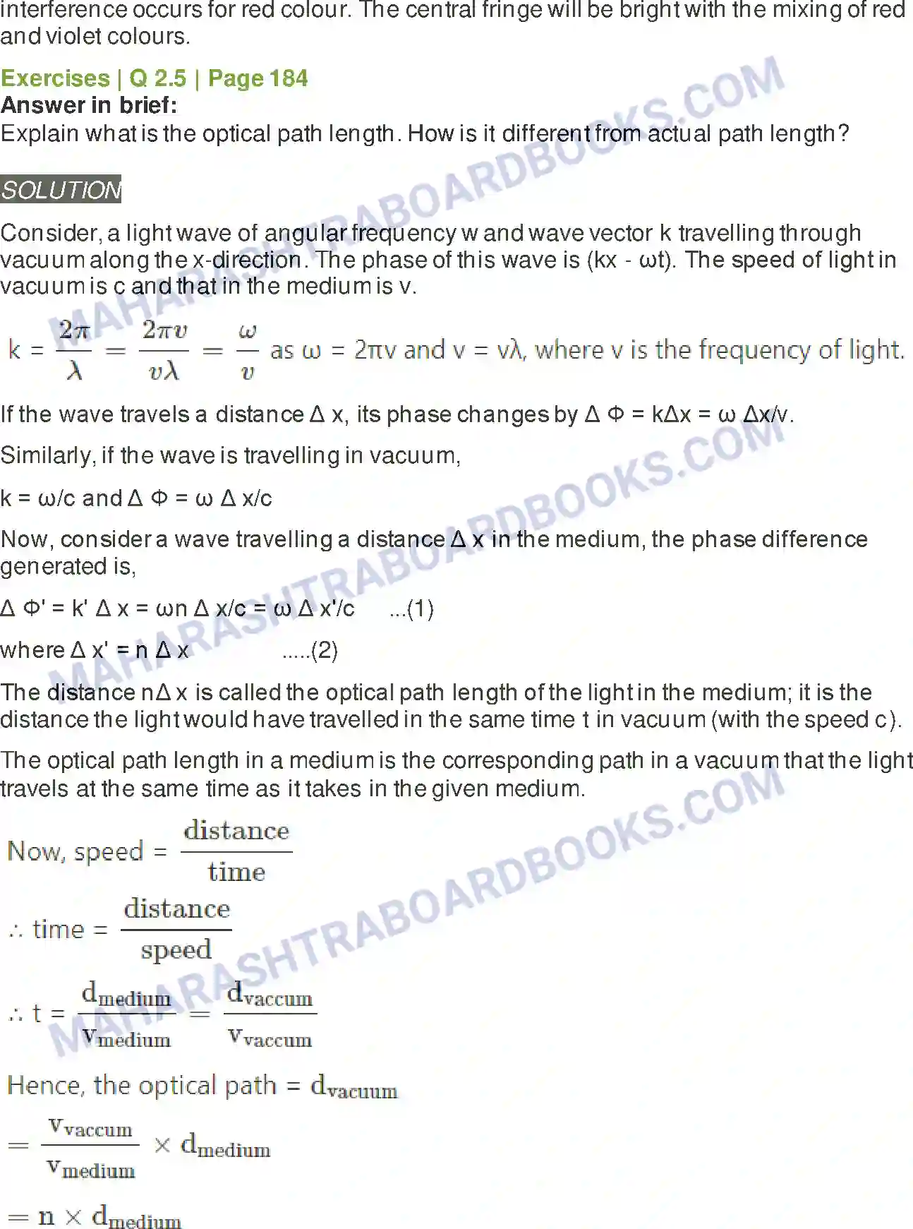 Maharashtra Board Solution Class-12 Physics Wave Optics Image 5