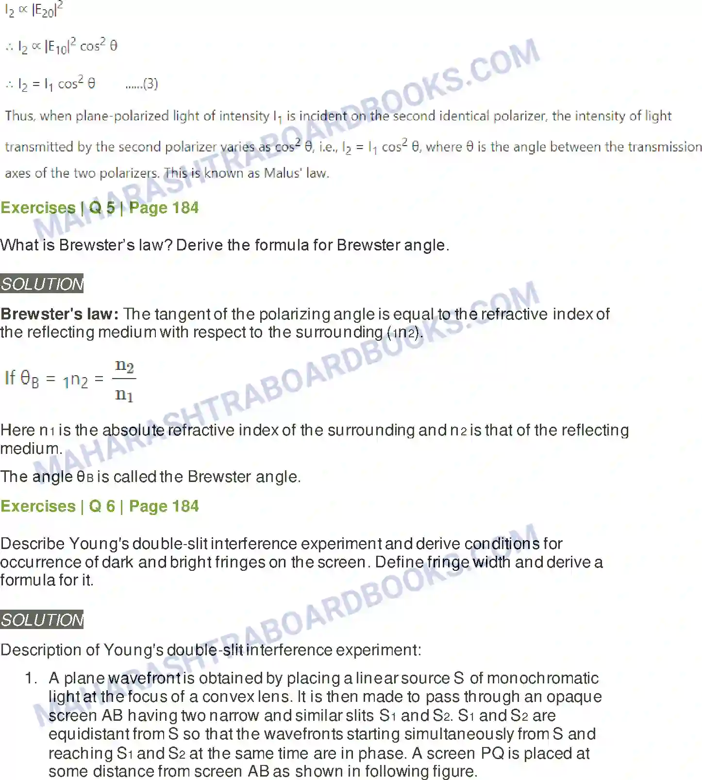 Maharashtra Board Solution Class-12 Physics Wave Optics Image 9