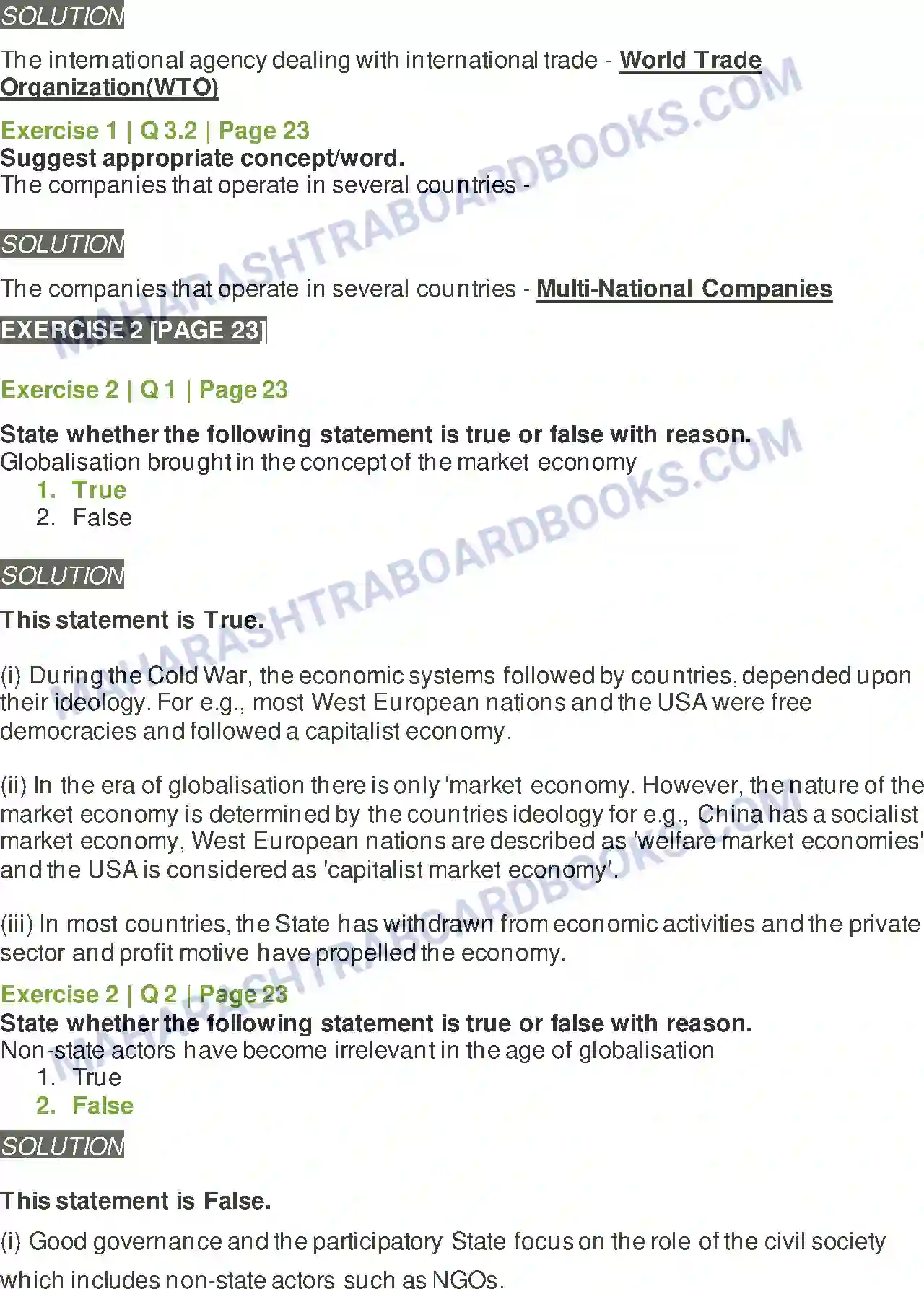 Maharashtra Board Solution Class-12 Political+Science Key Concepts and Issues Since 1991 Globalisation Image 2